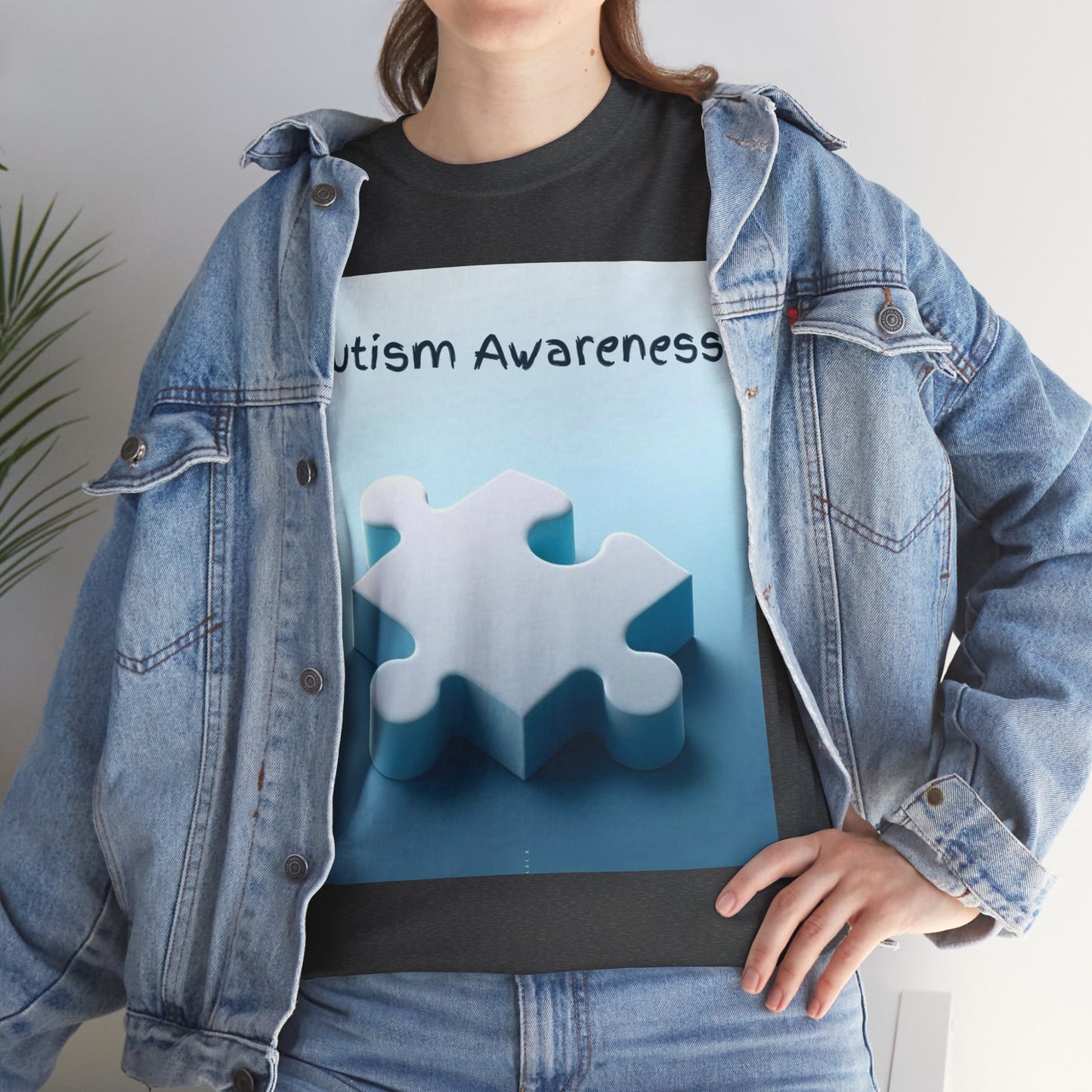 Autism Awareness Puzzle Piece Unisex Heavy Cotton Tee