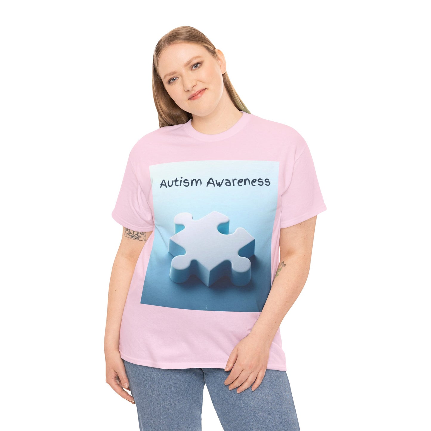 Autism Awareness Puzzle Piece Unisex Heavy Cotton Tee