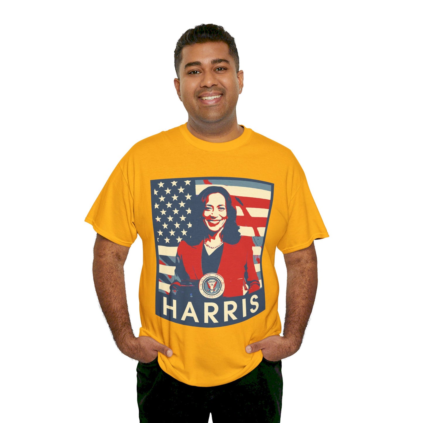 Kamala Harris American Flag Unisex Heavy Cotton Tee