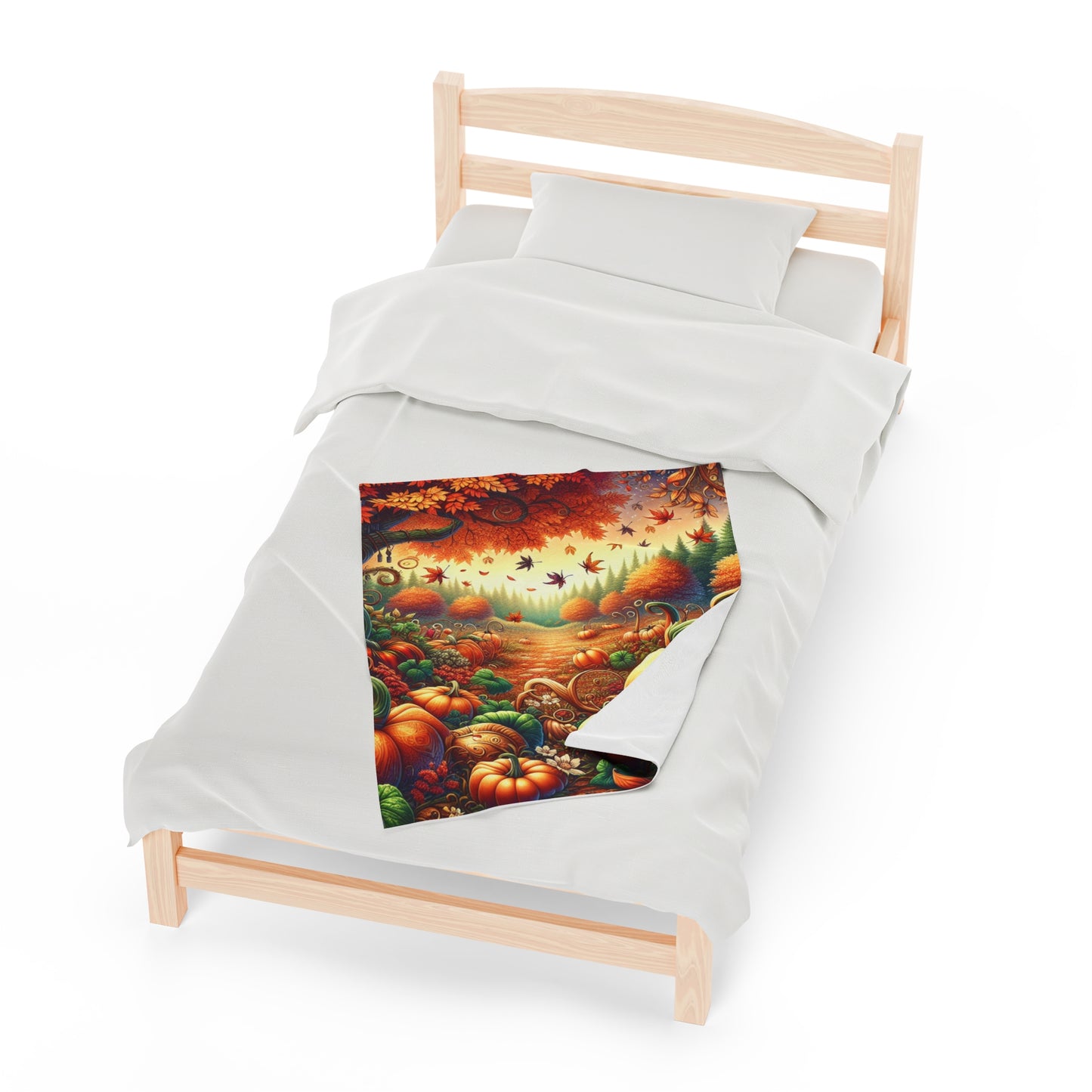 Autumn Scene Velveteen Plush Blanket, Ultra-Soft, Customizable, and Cozy for Home or Gifts