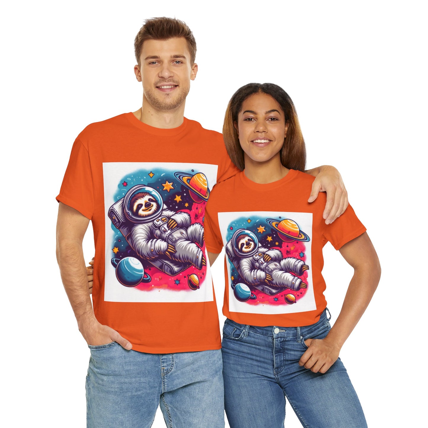 Sloth In Space Unisex Heavy Cotton Tee