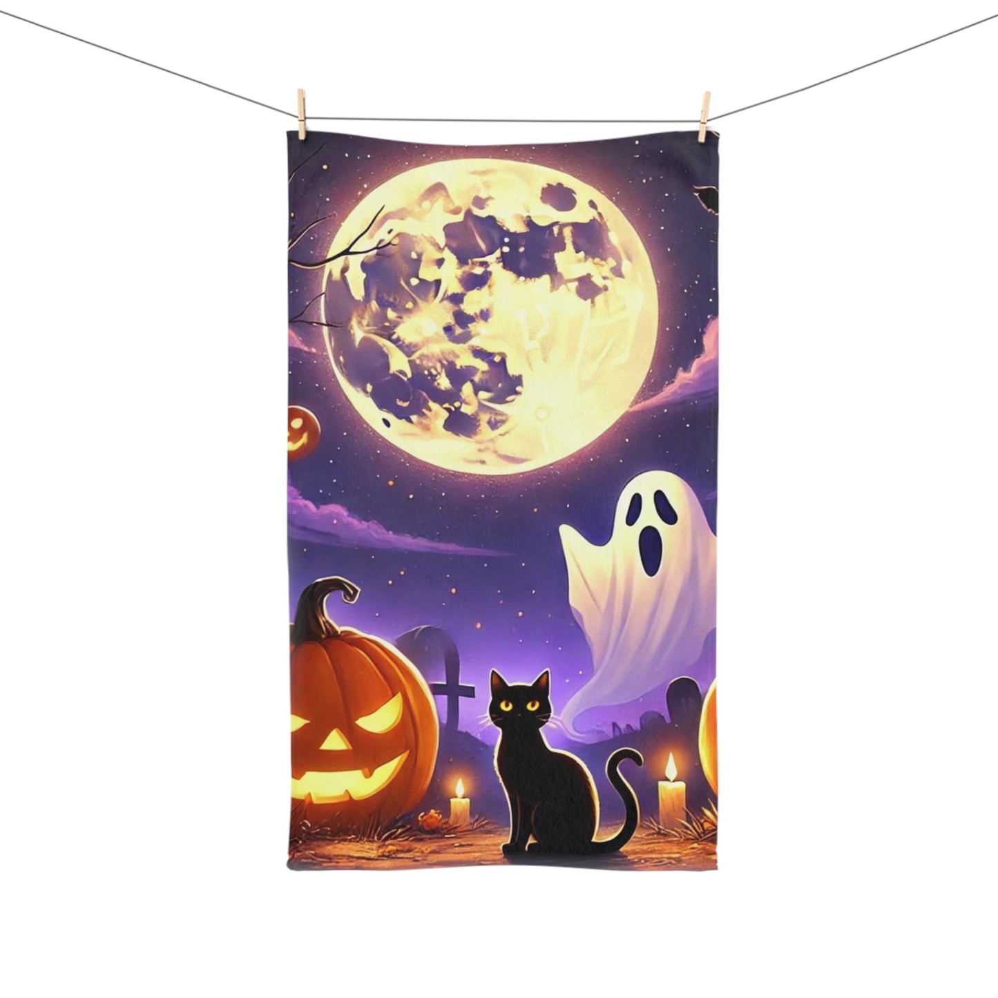 Spooky Ghost Halloween Hand Towel