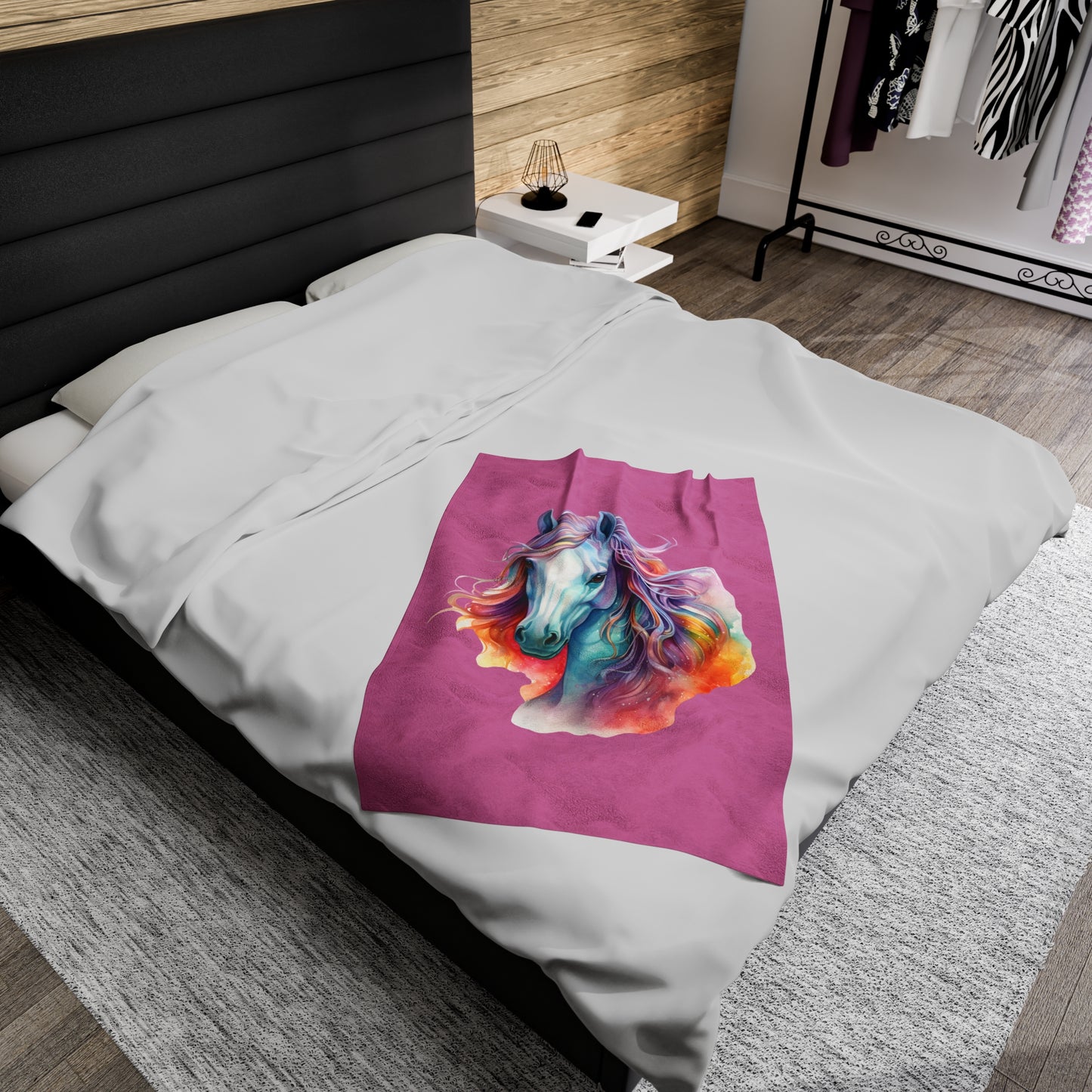 Unicorn Velveteen Plush Blanket, Ultra-Soft, Customizable, and Cozy for Home or Gifts