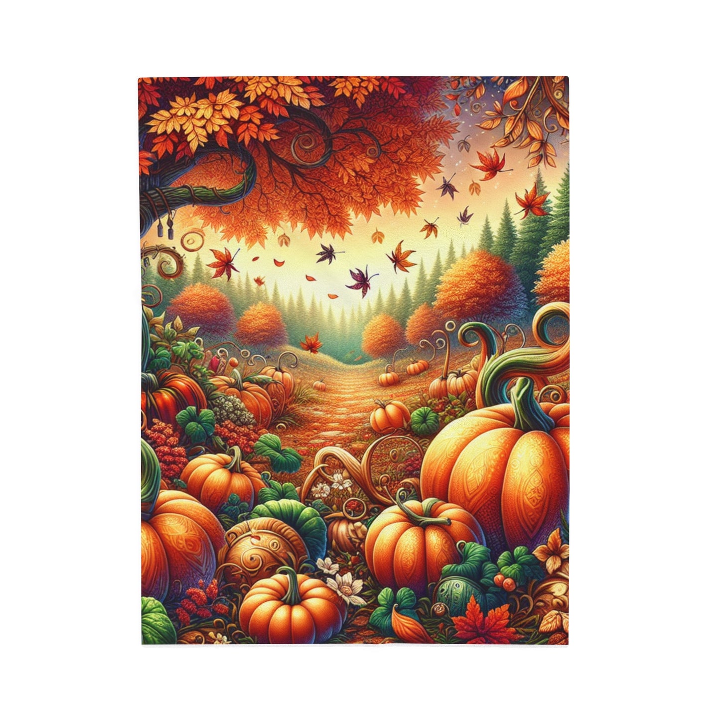 Autumn Scene Velveteen Plush Blanket, Ultra-Soft, Customizable, and Cozy for Home or Gifts