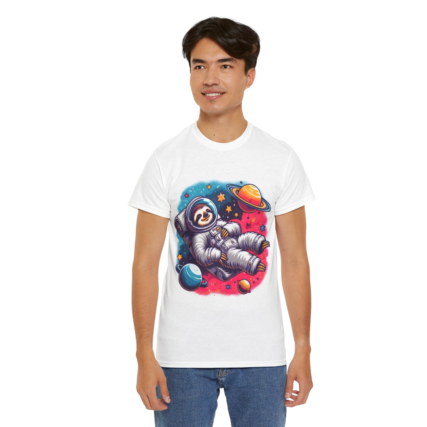 Sloth In Space Unisex Heavy Cotton Tee