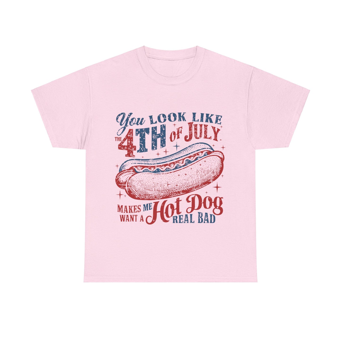 4th of July Hotdog Unisex Heavy Cotton Tee