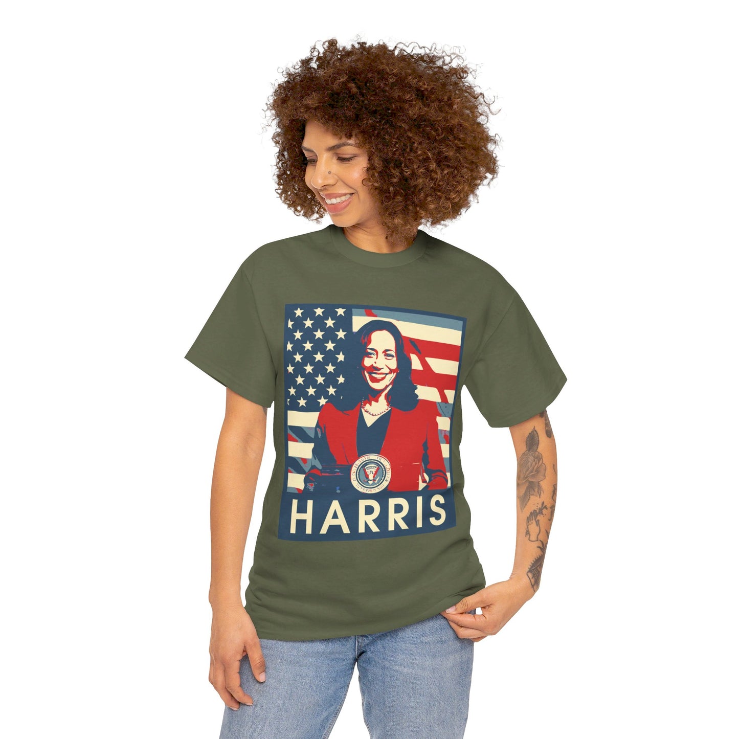 Kamala Harris American Flag Unisex Heavy Cotton Tee