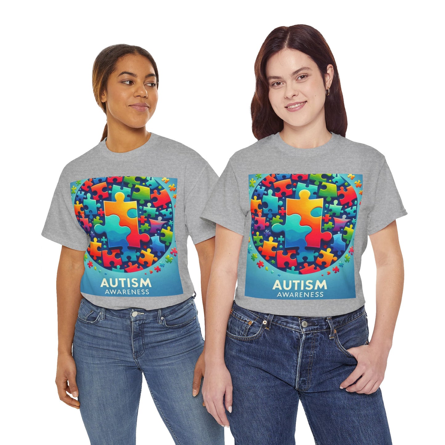 Puzzle Circle Autism Awareness Unisex Heavy Cotton Tee