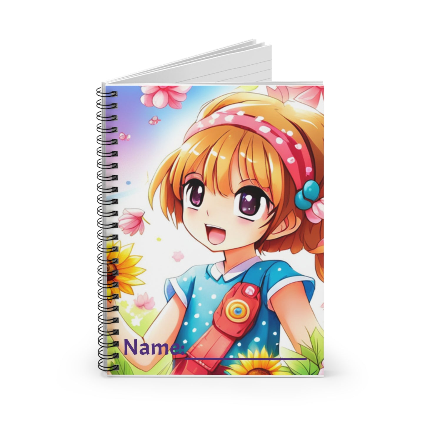 Anime Flower Girl Spiral Notebook - Ruled Line