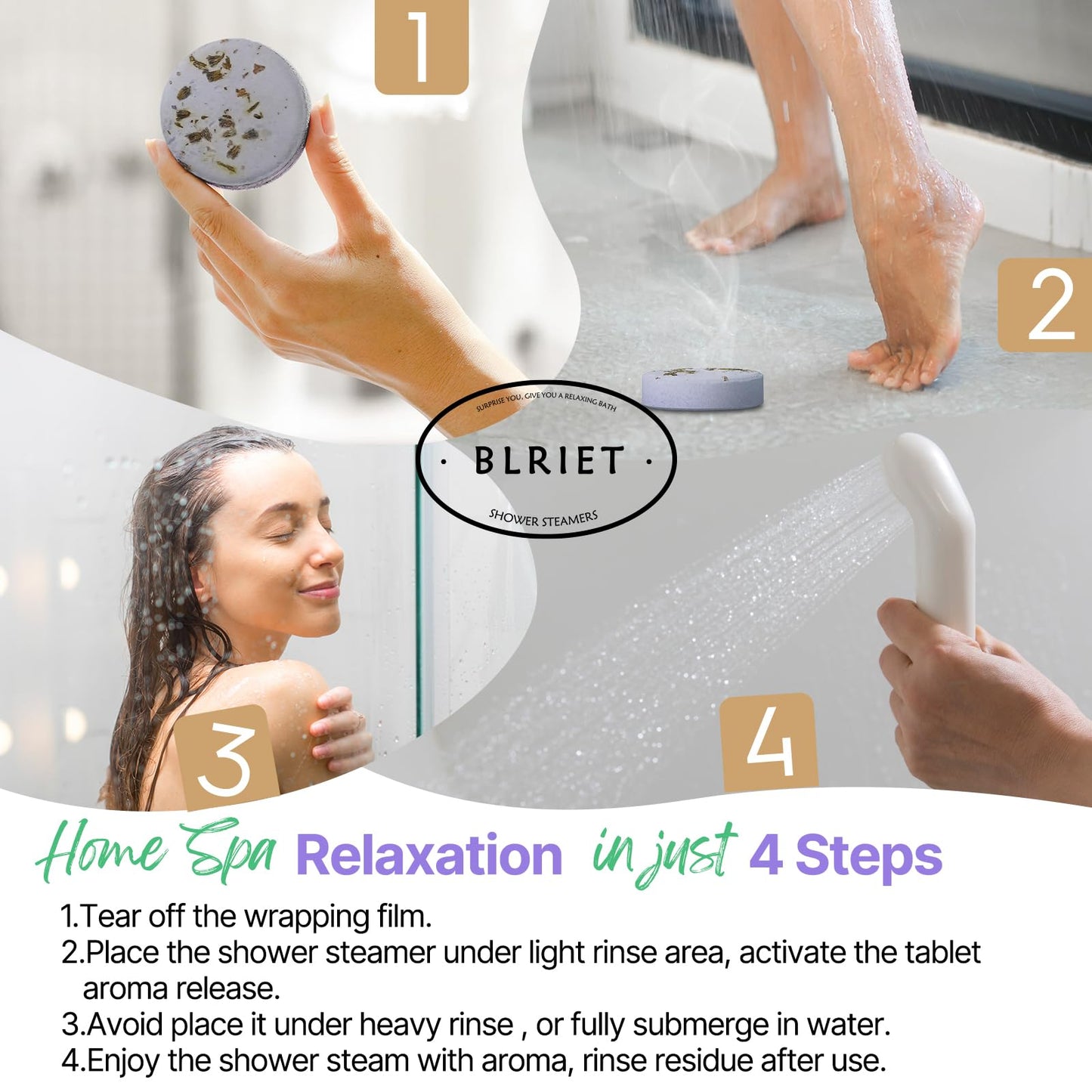 Shower Steamers Aromatherapy BLRIET 8 Pack Gifts for Women Mom Men, Gifts for Her Stress Relief Home Spa, Birthday Gift Lavender Natural Essential Oil Self Care Relaxation Shower Bombs Teen