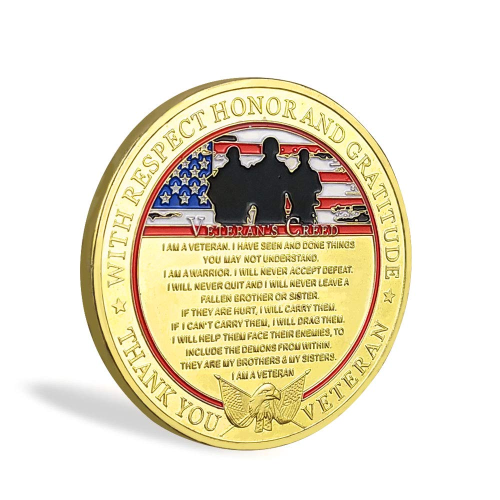 Military Veterans Creed Challenge Coin Thank You for Your Service