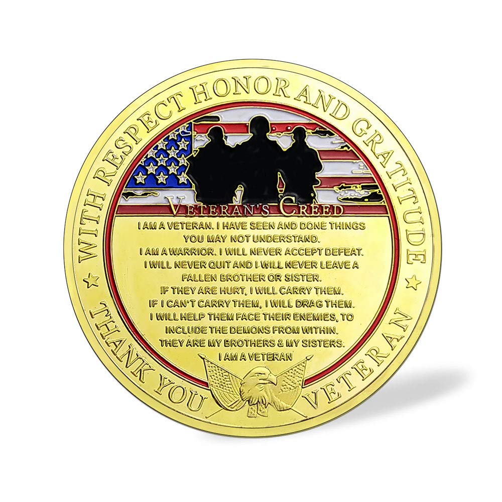 Military Veterans Creed Challenge Coin Thank You for Your Service