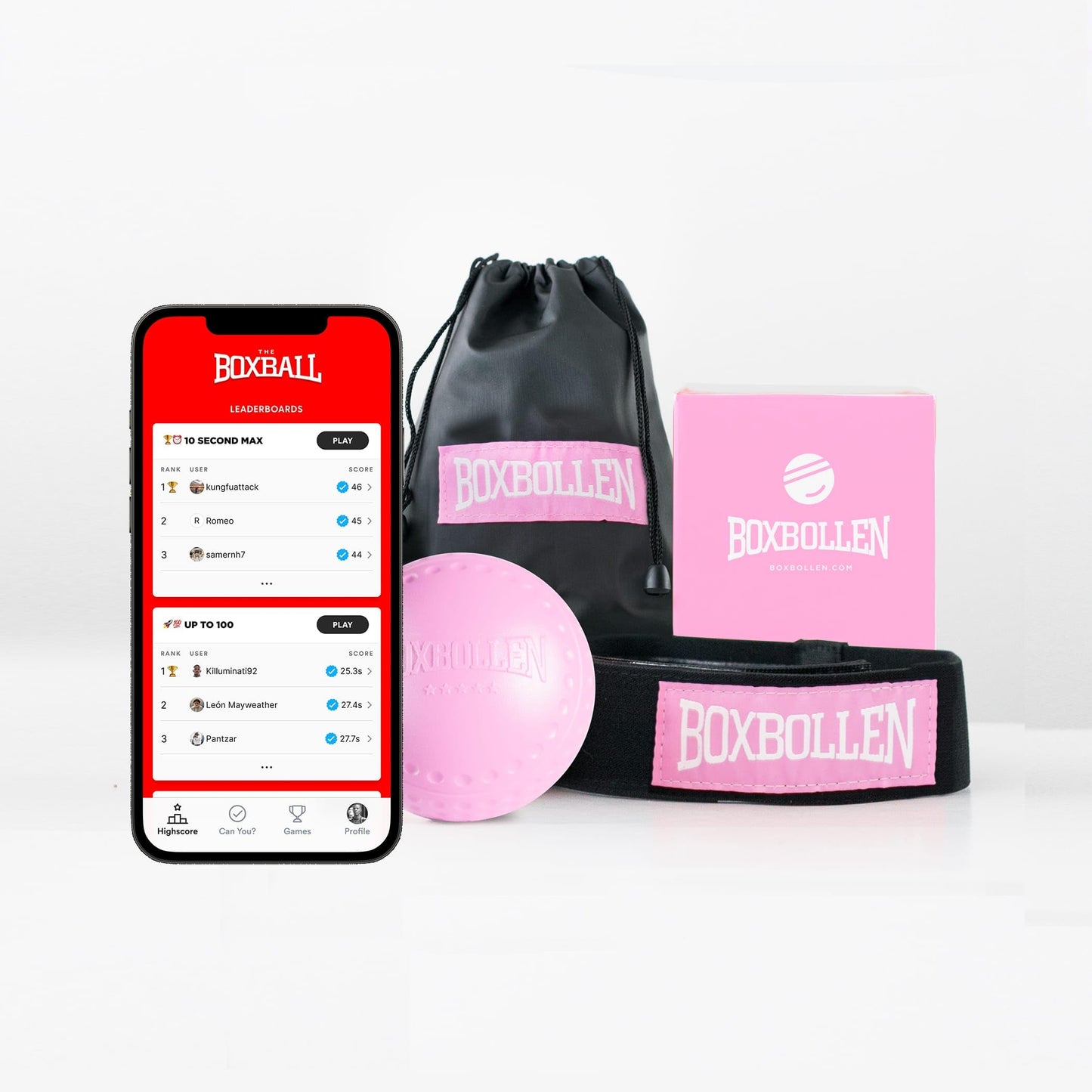 Boxbollen Pink with App, Used by Celebrities - MMA Gear Boxing Ball - Boxing Reflex Ball with Adjustable Strap - Interactive Boxball App Integration - Stocking Stuffer Ideas - 1 Pack