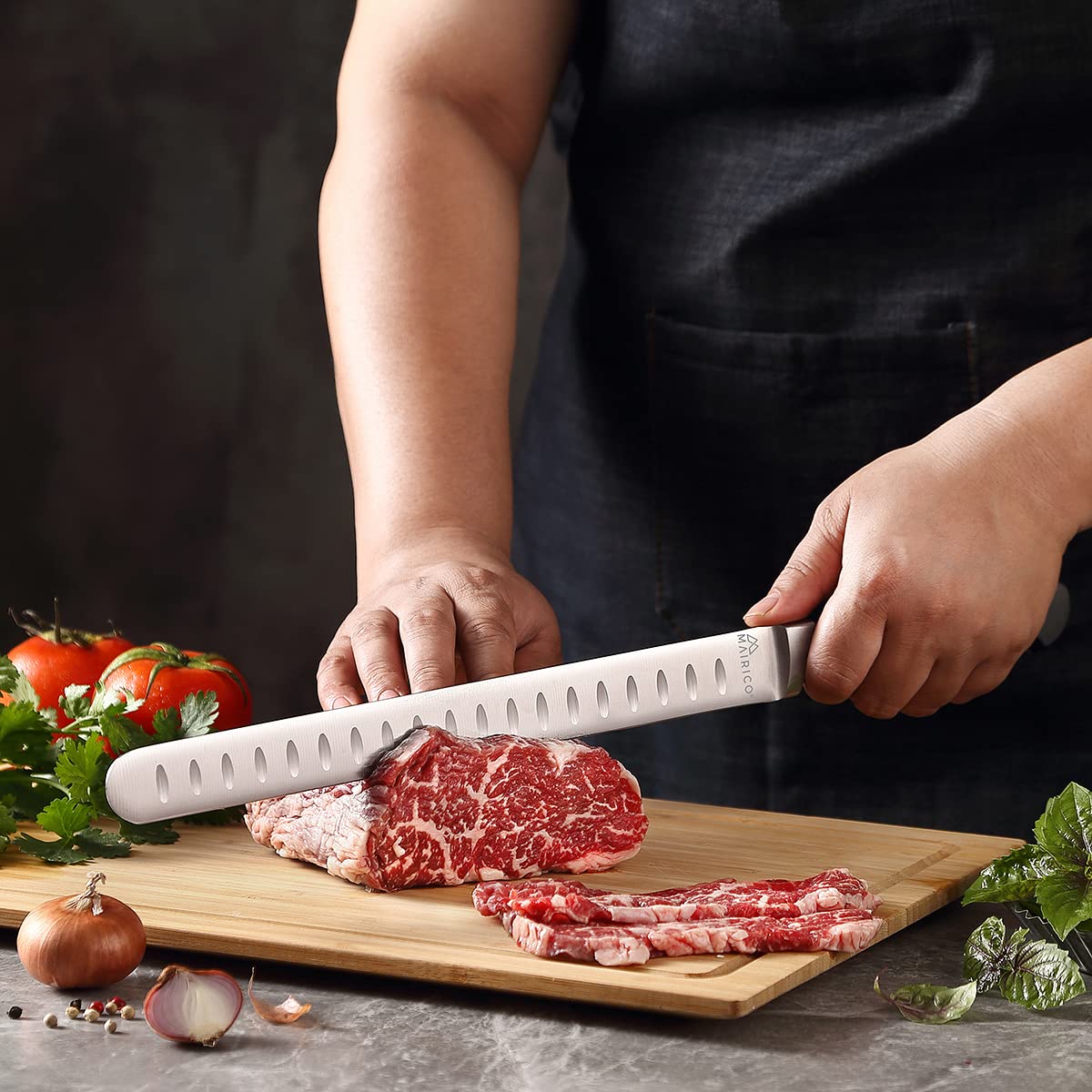 MAIRICO Brisket Slicing Knife - Ultra Sharp Premium 11-inch Stainless Steel Carving Knife for Slicing Roasts, Meats, Fruits and Vegetables