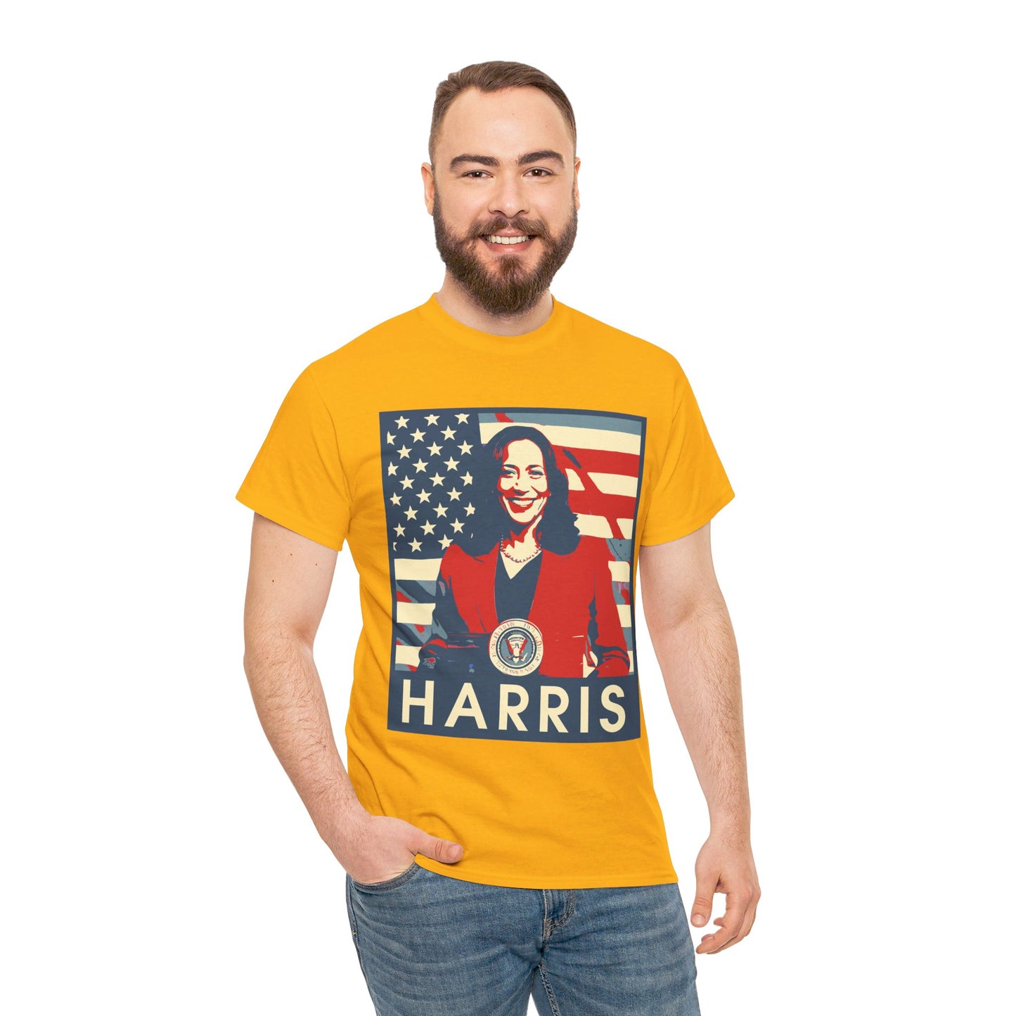 Kamala Harris American Flag Unisex Heavy Cotton Tee