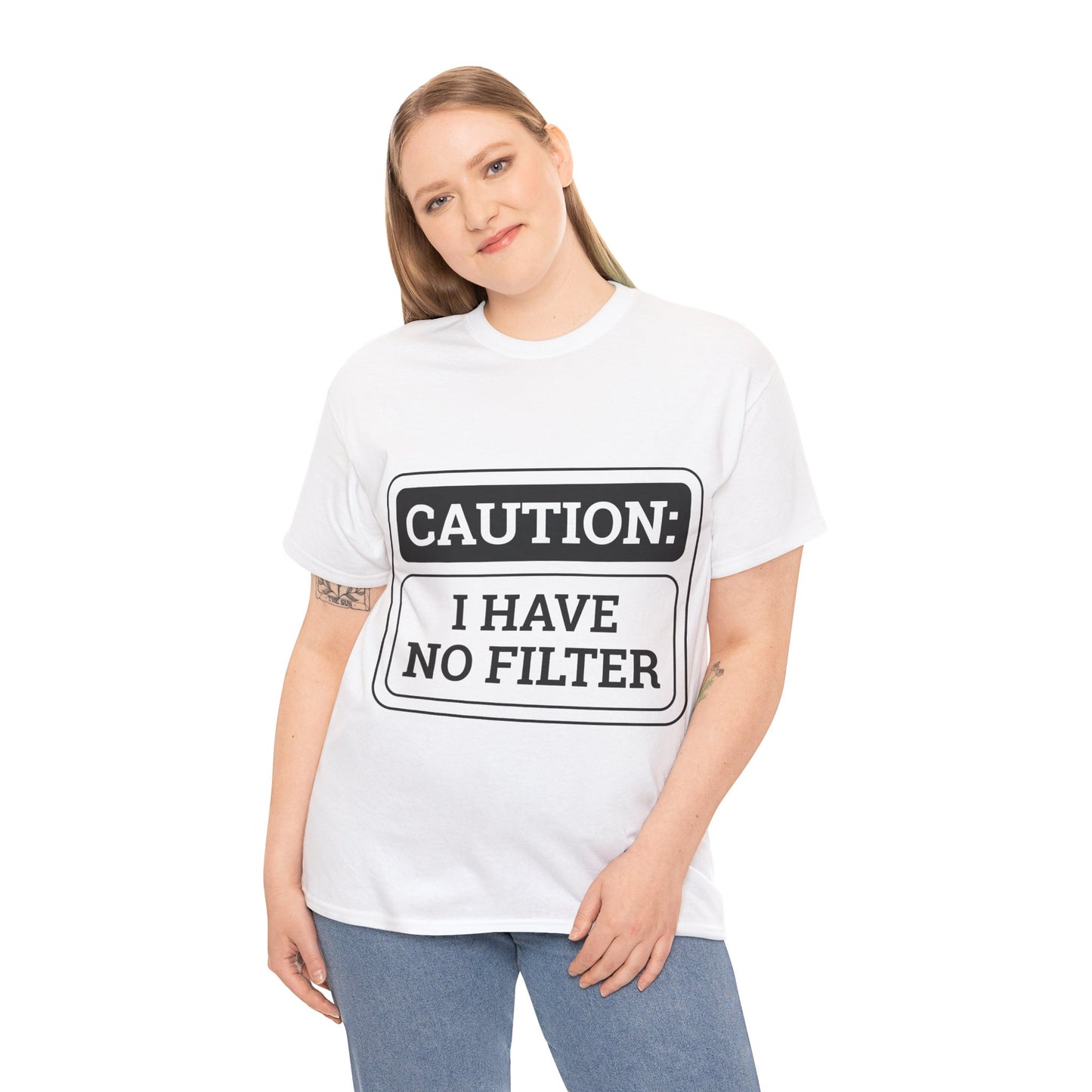 Caution I Have No Filter Unisex Heavy Cotton Tee