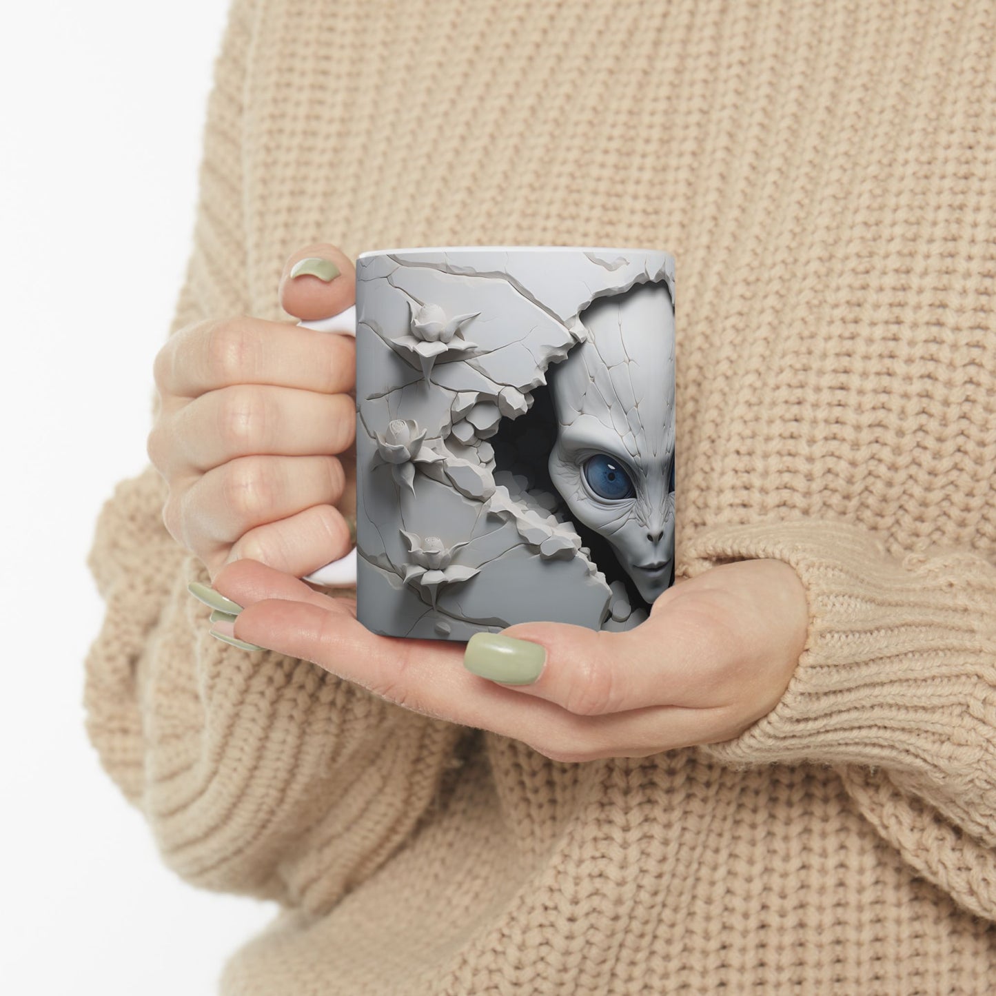 Alien in Wall Ceramic Mug, (11oz, 15oz)