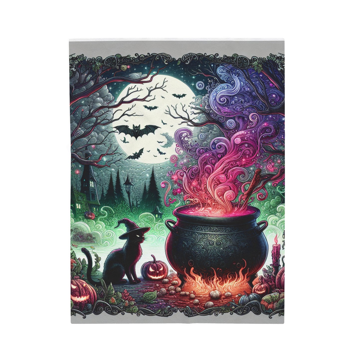 Witch's Brew Halloween Velveteen Plush Blanket, Ultra-Soft, Customizable, and Cozy for Home or Gifts