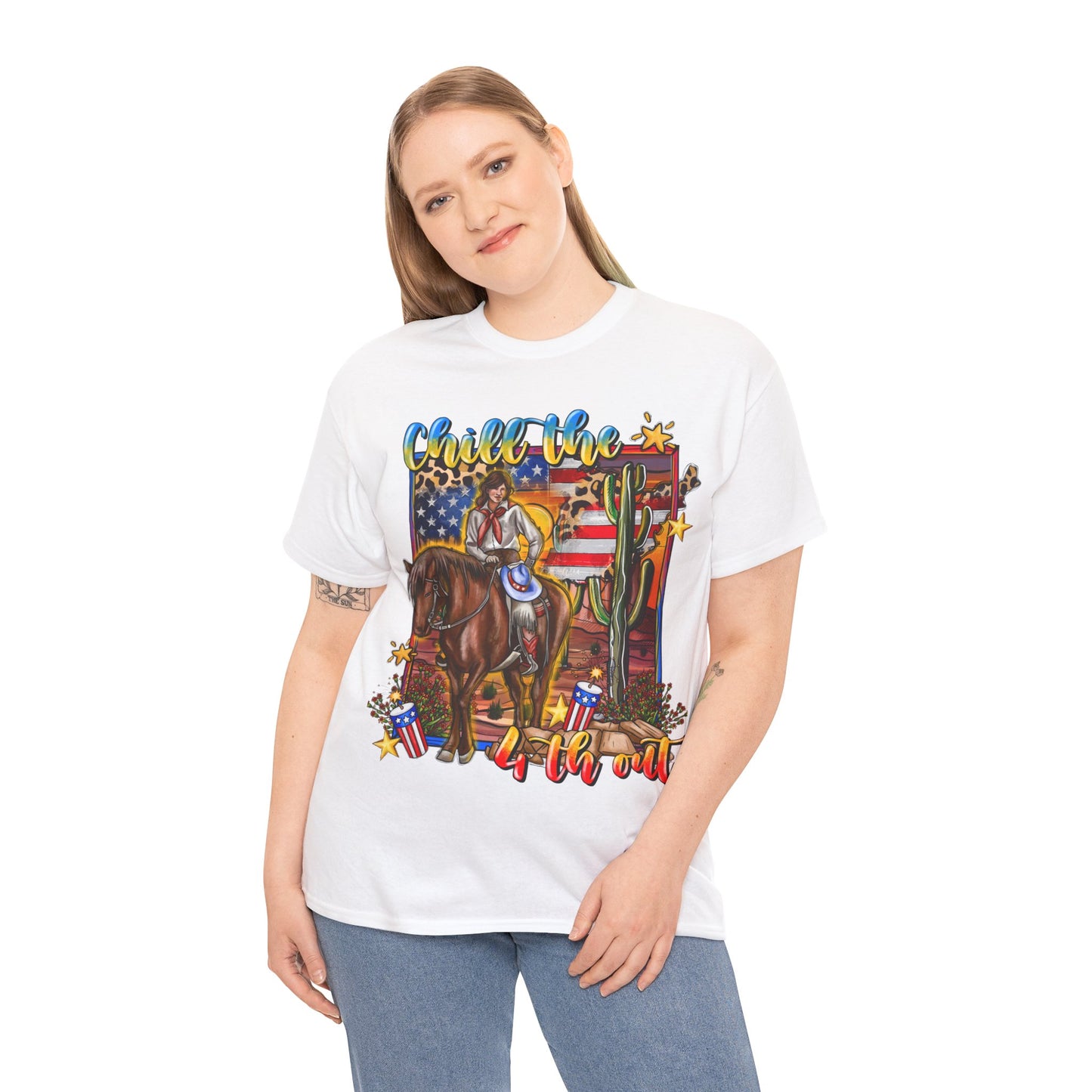 Cowgirl 4th of July Unisex Heavy Cotton Tee