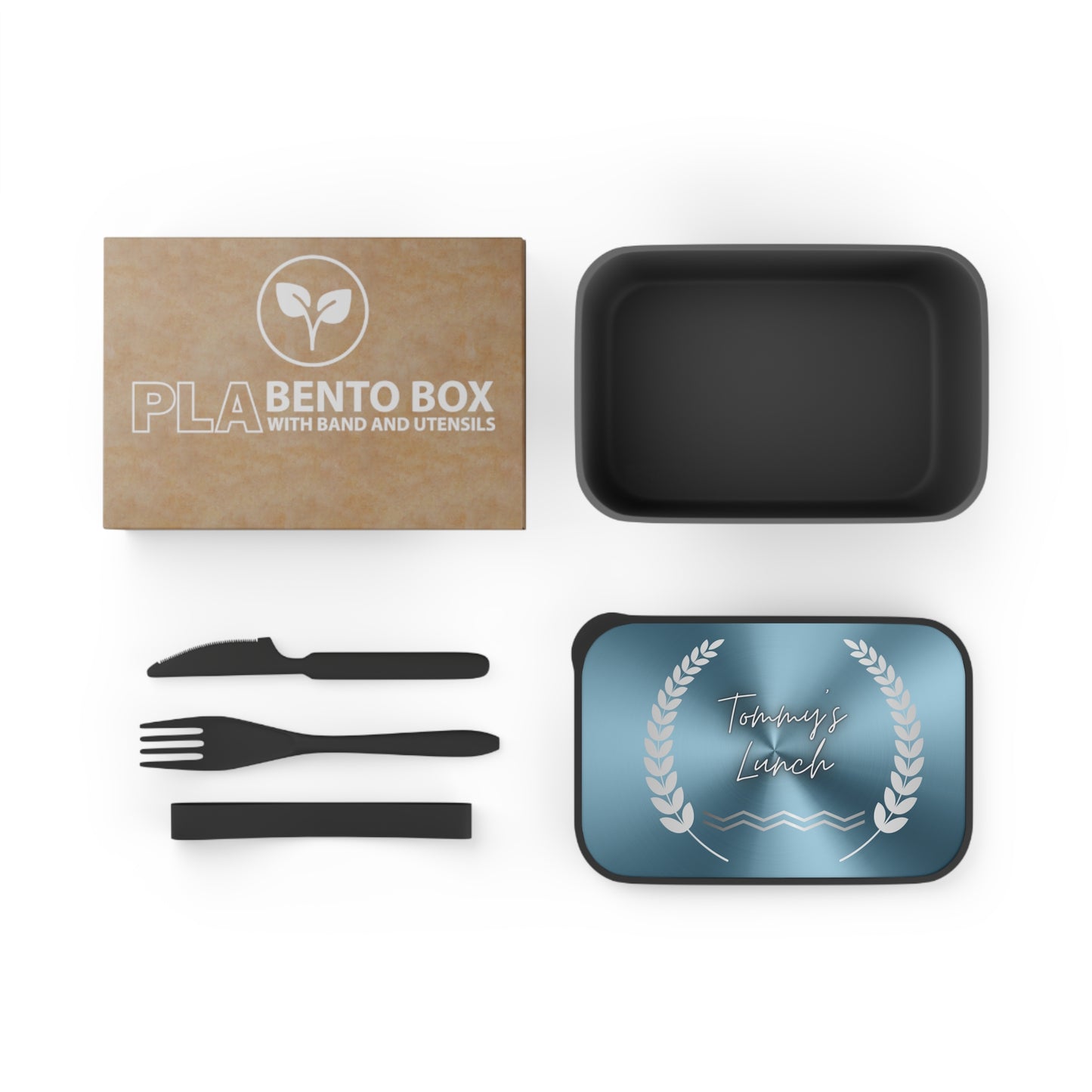 Customizable Male PLA Bento Box with Band and Utensils