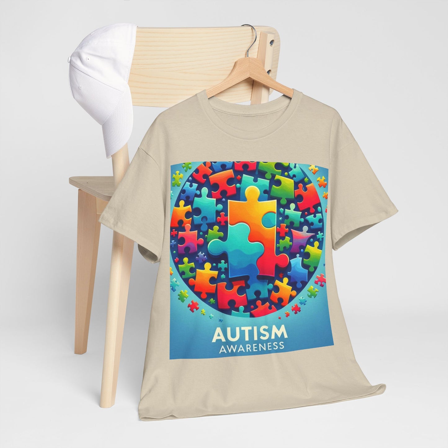 Puzzle Circle Autism Awareness Unisex Heavy Cotton Tee