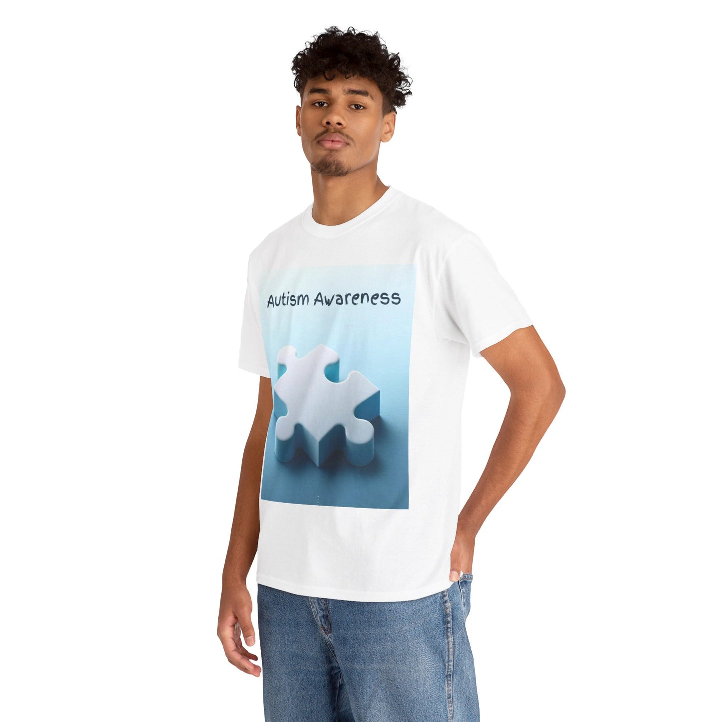 Autism Awareness Puzzle Piece Unisex Heavy Cotton Tee