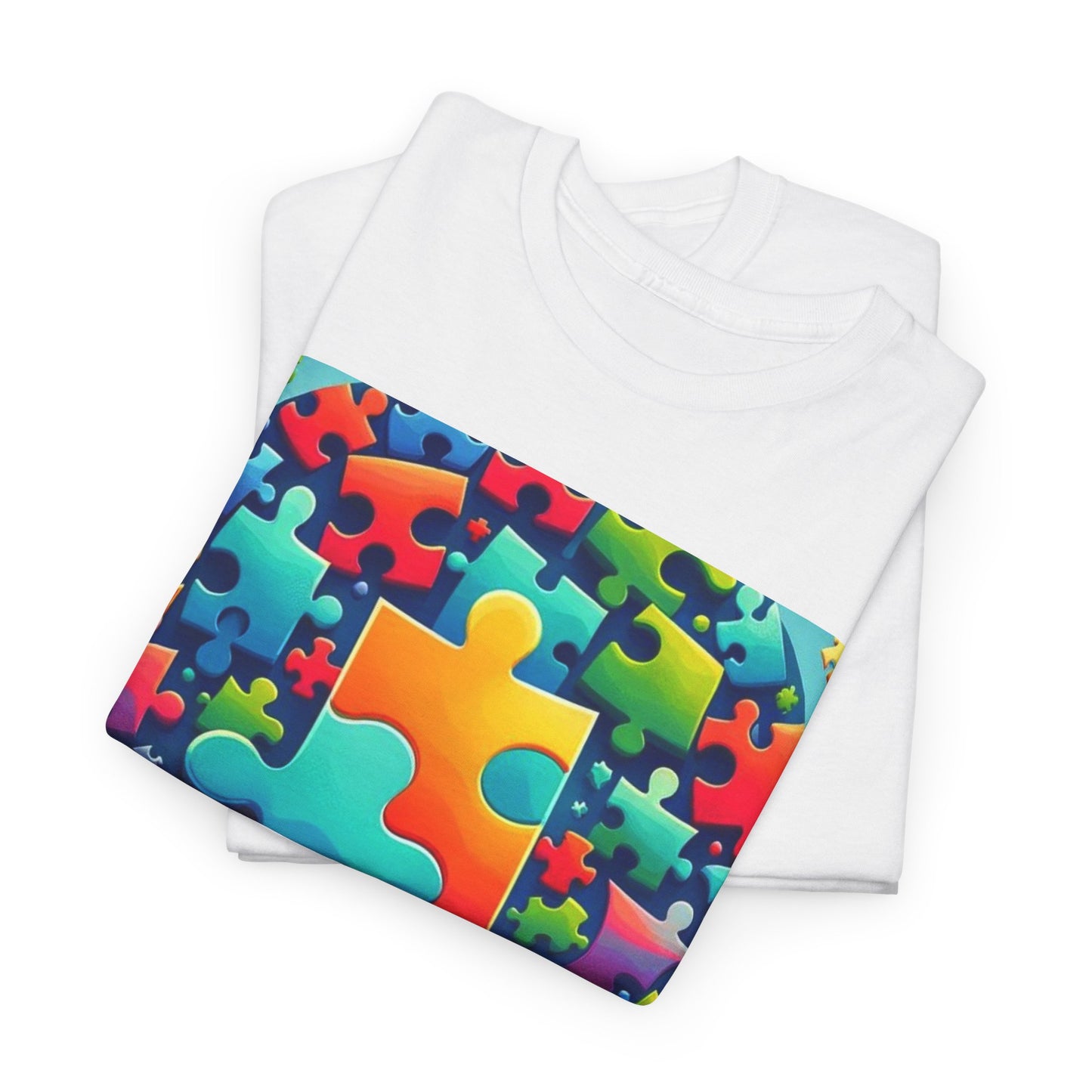 Puzzle Circle Autism Awareness Unisex Heavy Cotton Tee