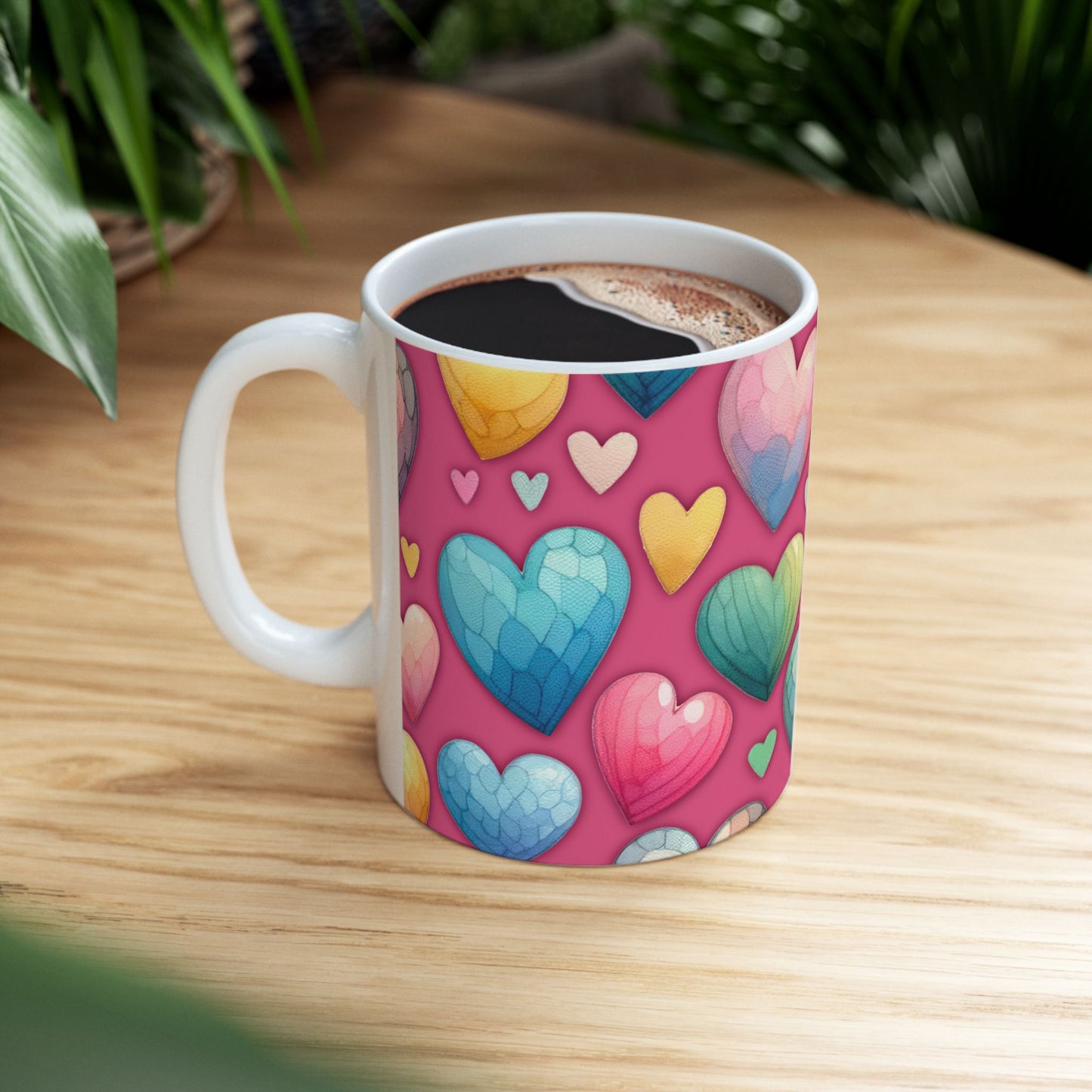 Pastel Hearts Mug Ceramic Mug, (11oz, 15oz)