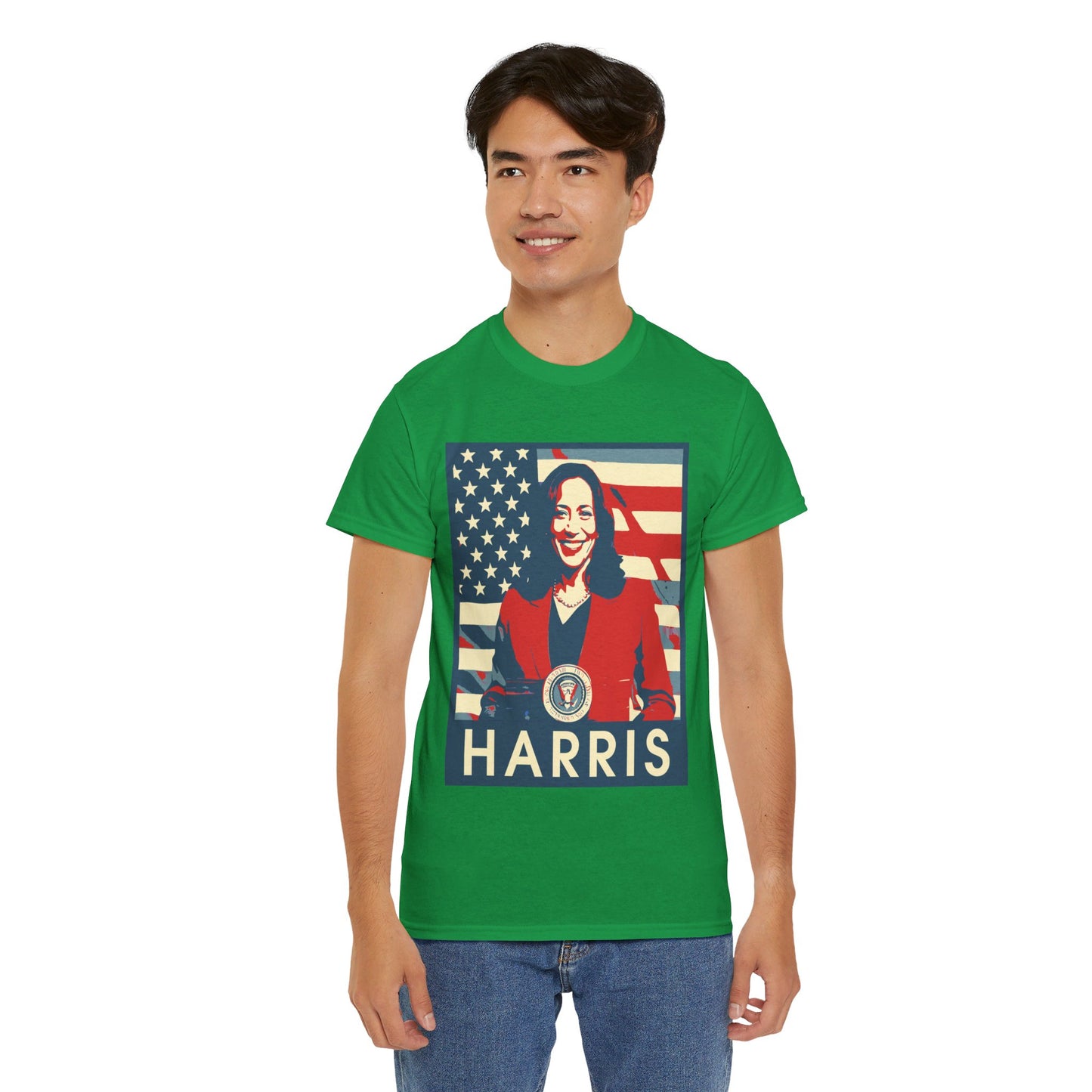 Kamala Harris American Flag Unisex Heavy Cotton Tee