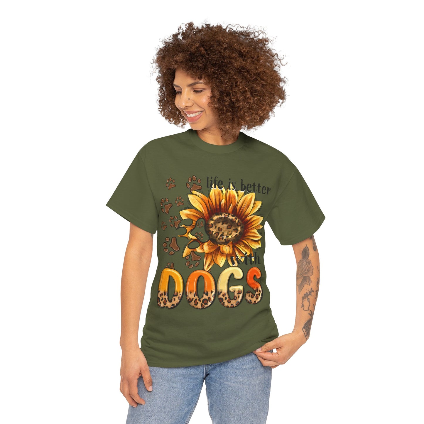 Life Is Better With Dogs Unisex Heavy Cotton Tee