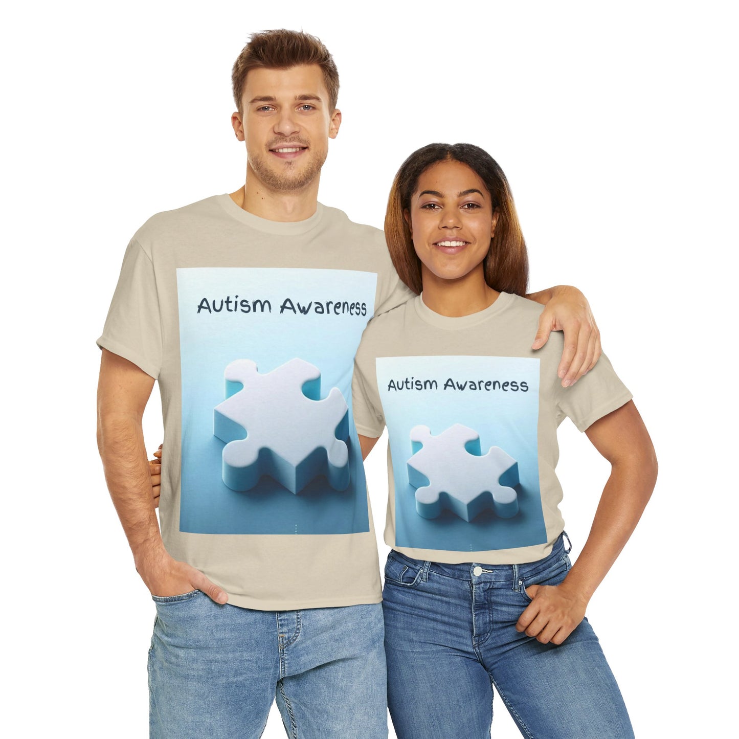 Autism Awareness Puzzle Piece Unisex Heavy Cotton Tee