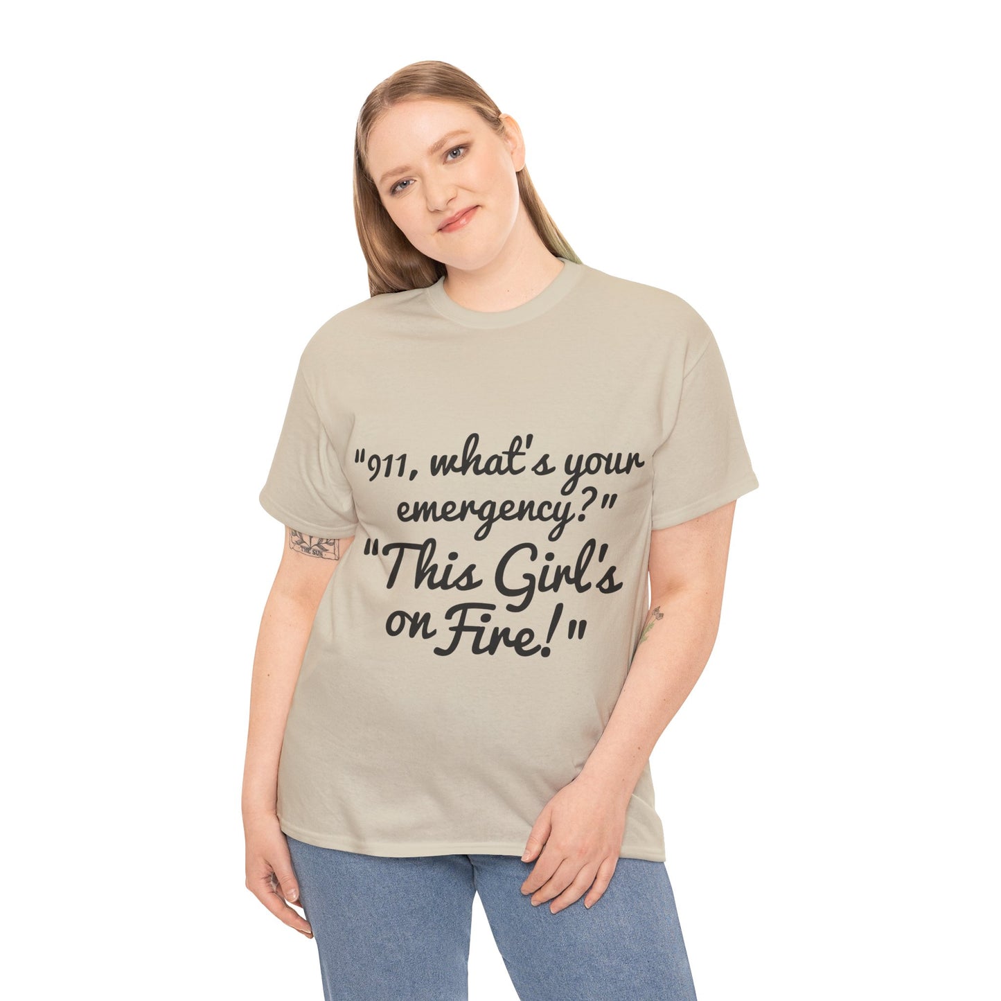 This Girl's On Fire Unisex Heavy Cotton Tee