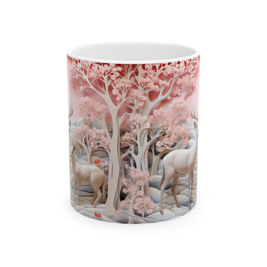 Coquette Deer Ceramic Mug, (11oz, 15oz)