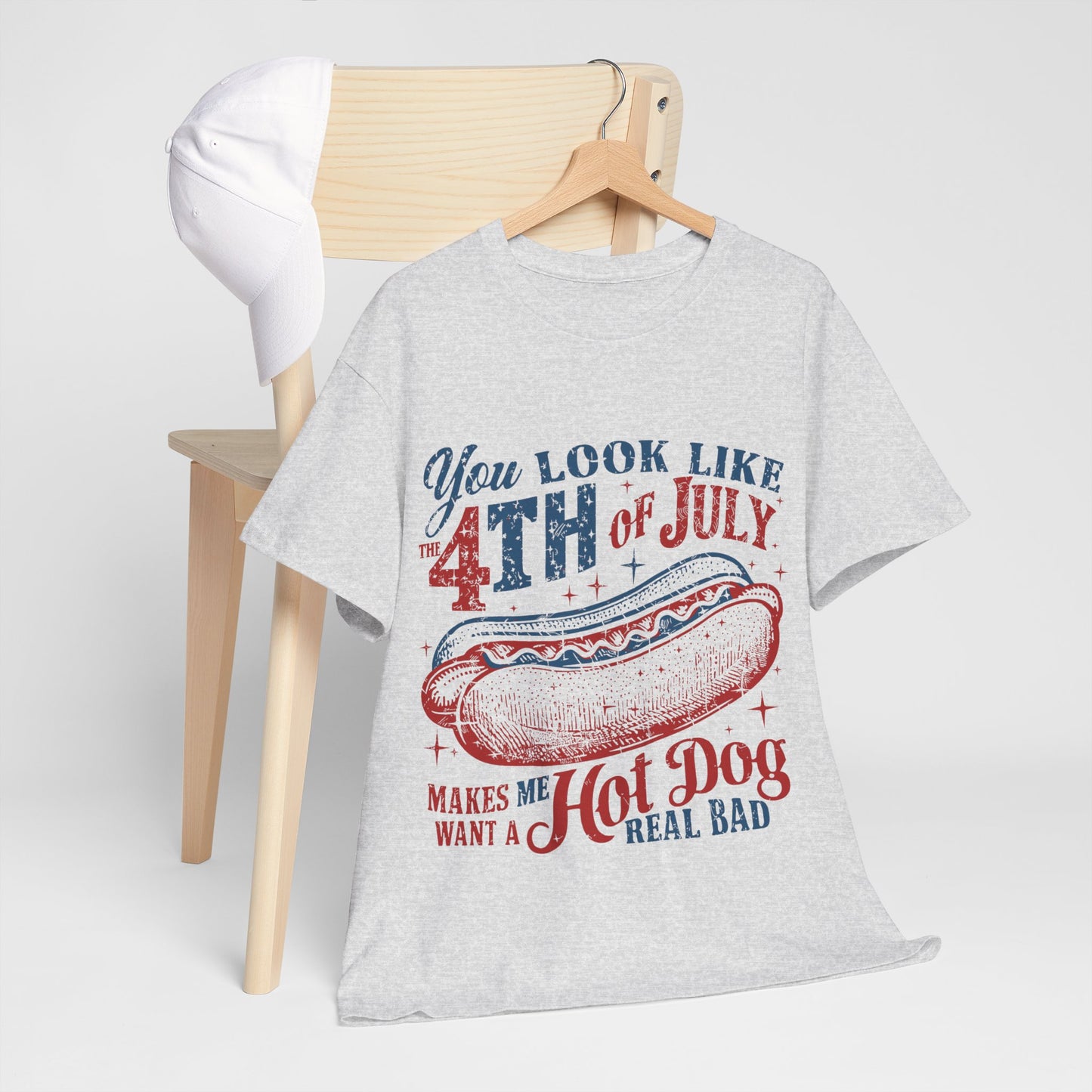 4th of July Hotdog Unisex Heavy Cotton Tee