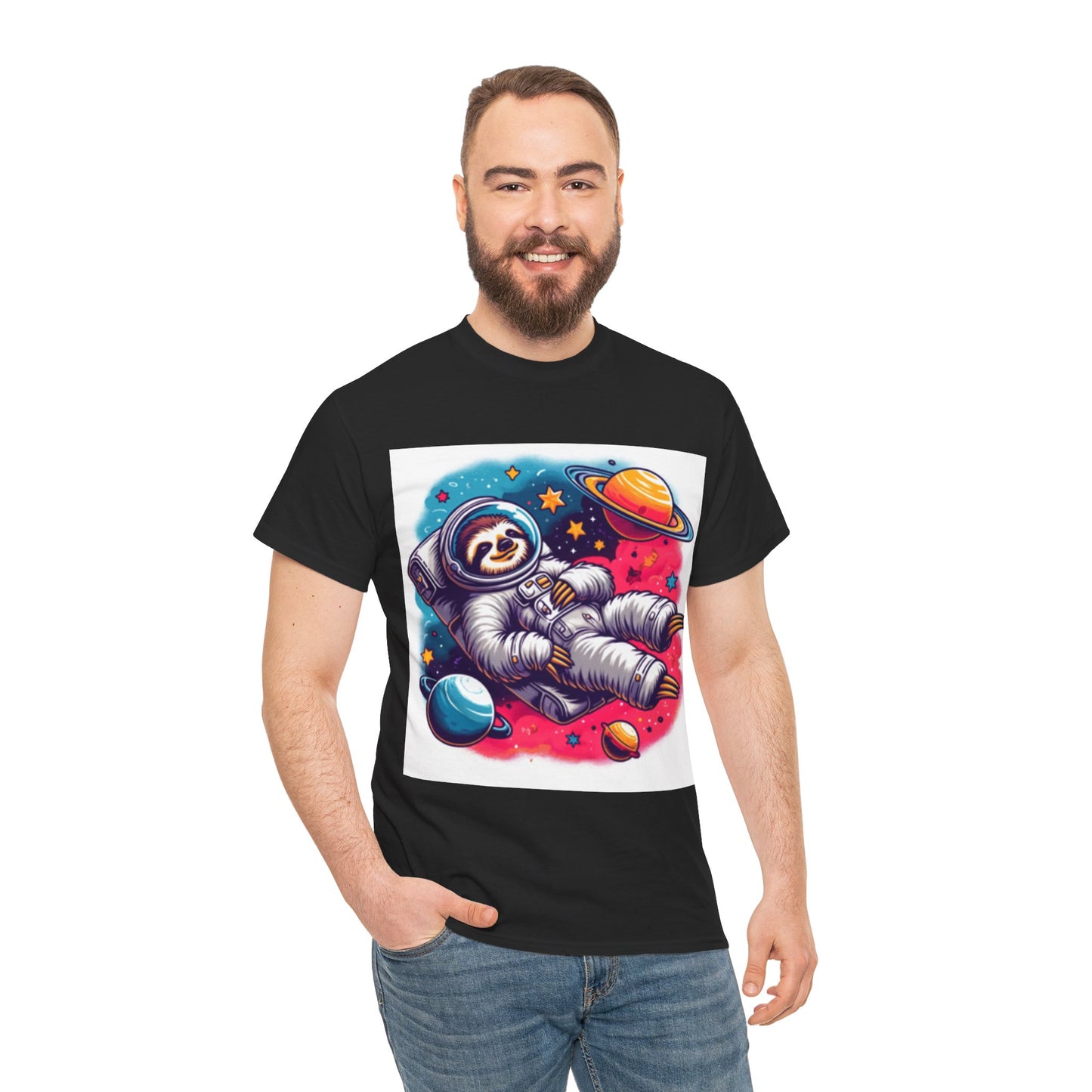 Sloth In Space Unisex Heavy Cotton Tee