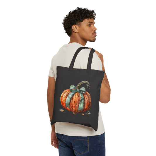 Pumpkin Cottagecore Cotton Canvas Tote Bag