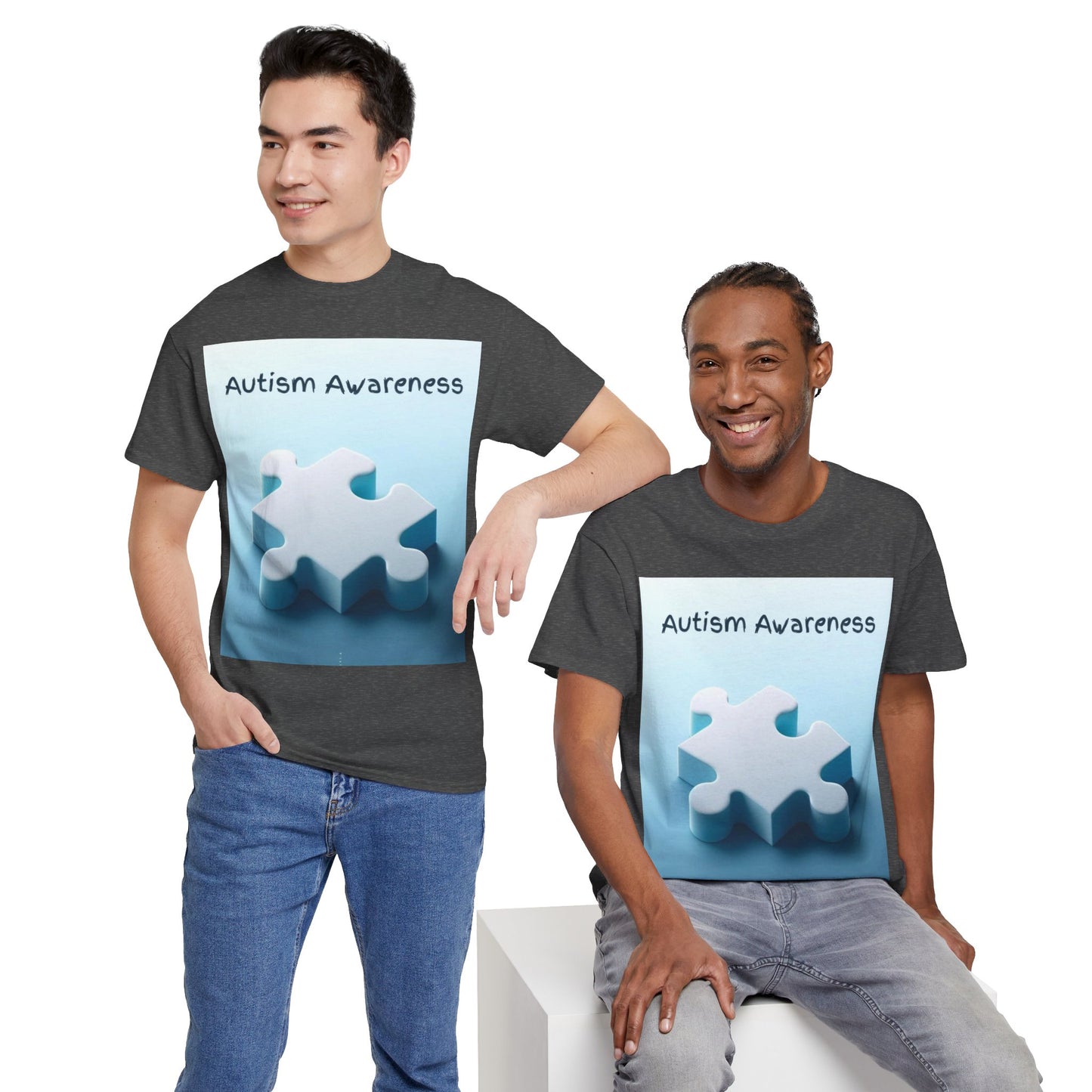 Autism Awareness Puzzle Piece Unisex Heavy Cotton Tee