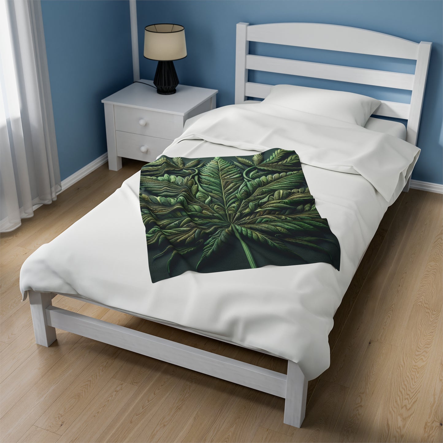 Cannabis Leaf Velveteen Plush Blanket, Ultra-Soft, Customizable, and Cozy for Home or Gifts