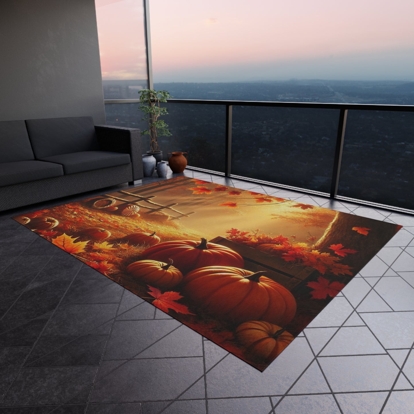 Autumn Fall Pumpkin Outdoor Rug