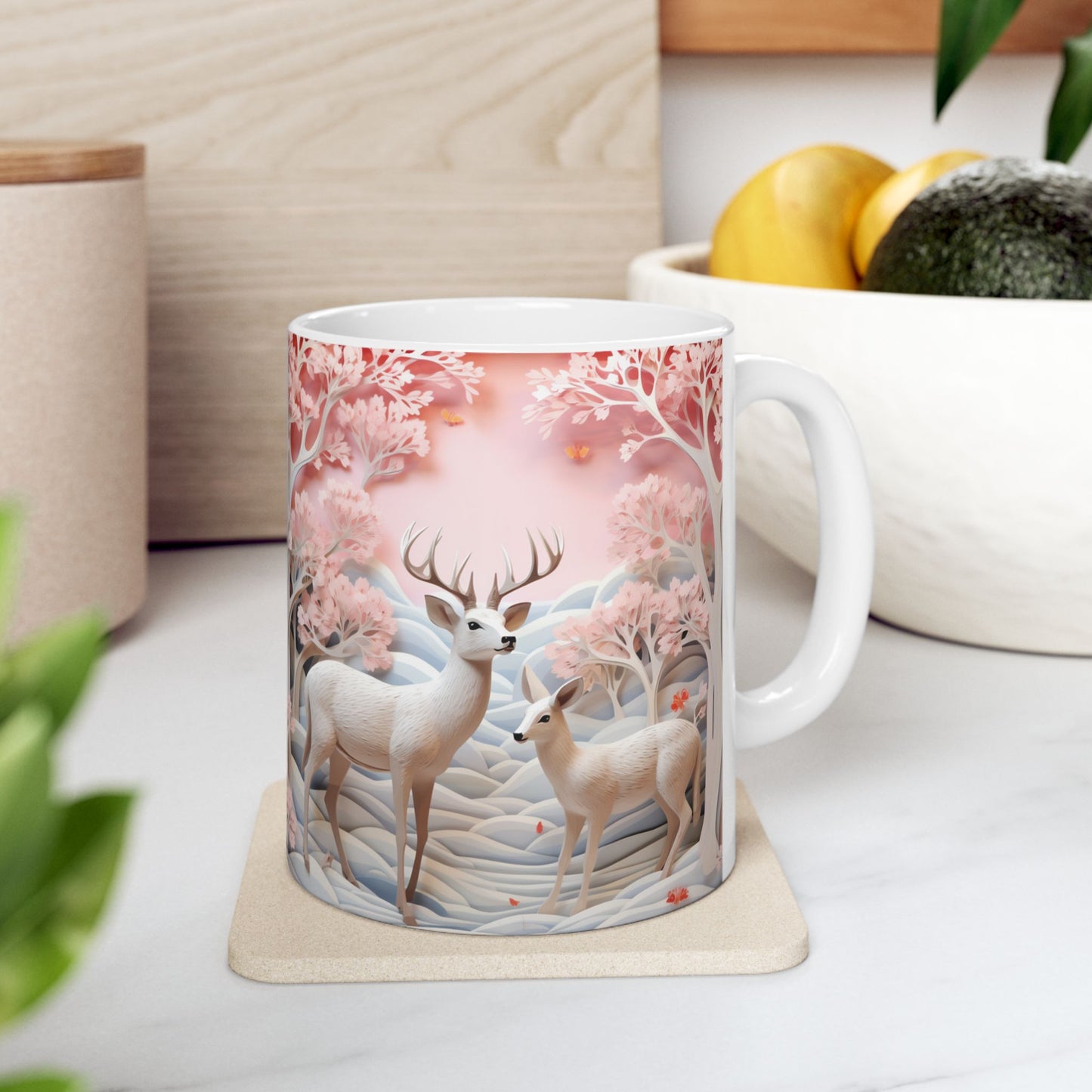 Coquette Deer Ceramic Mug, (11oz, 15oz)