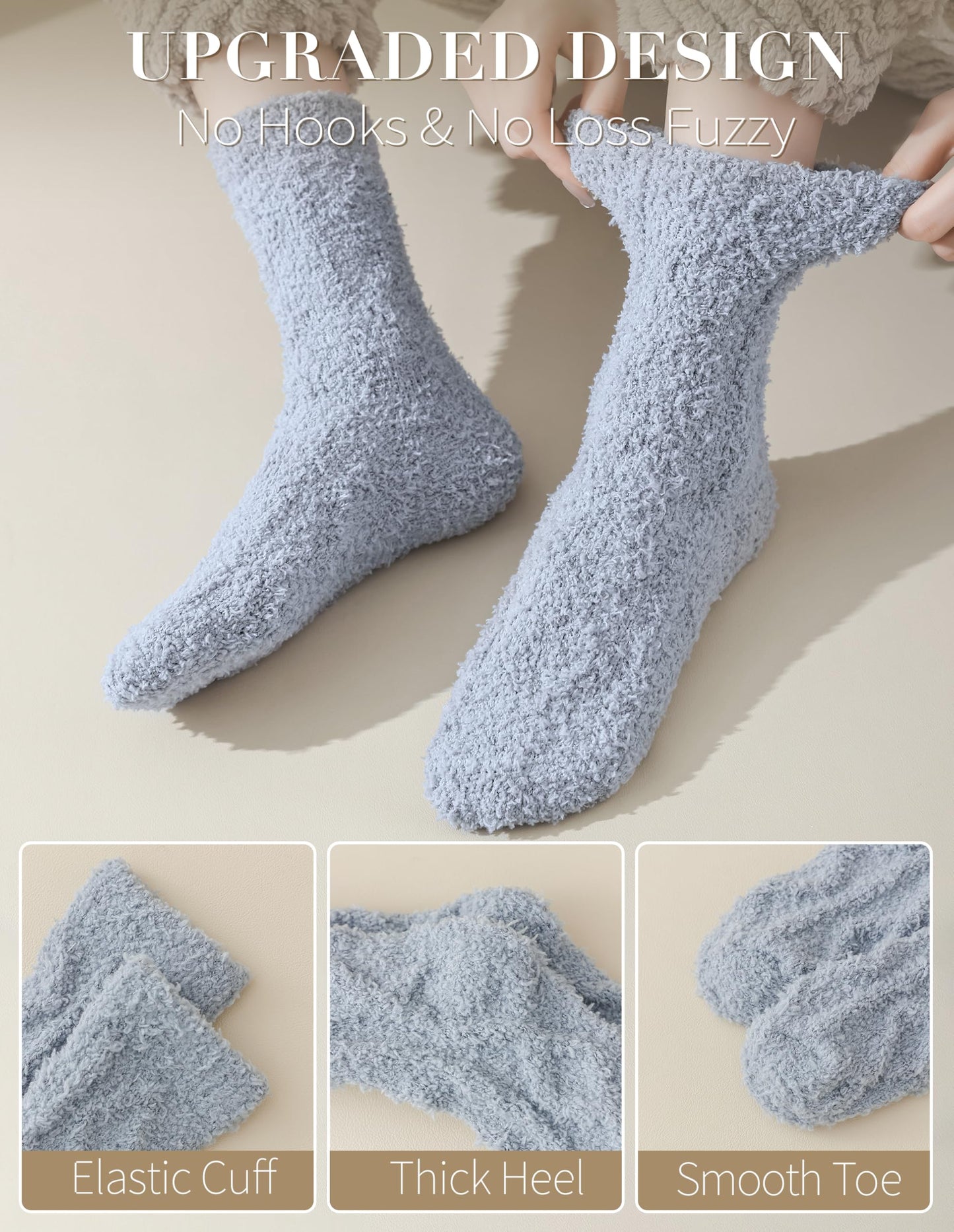 TEHOOK Fuzzy Socks Winter Thick Warm Cozy Fluffy Soft Slipper Socks Socks Christmas Stocking Stuffers Gifts Size 6-10