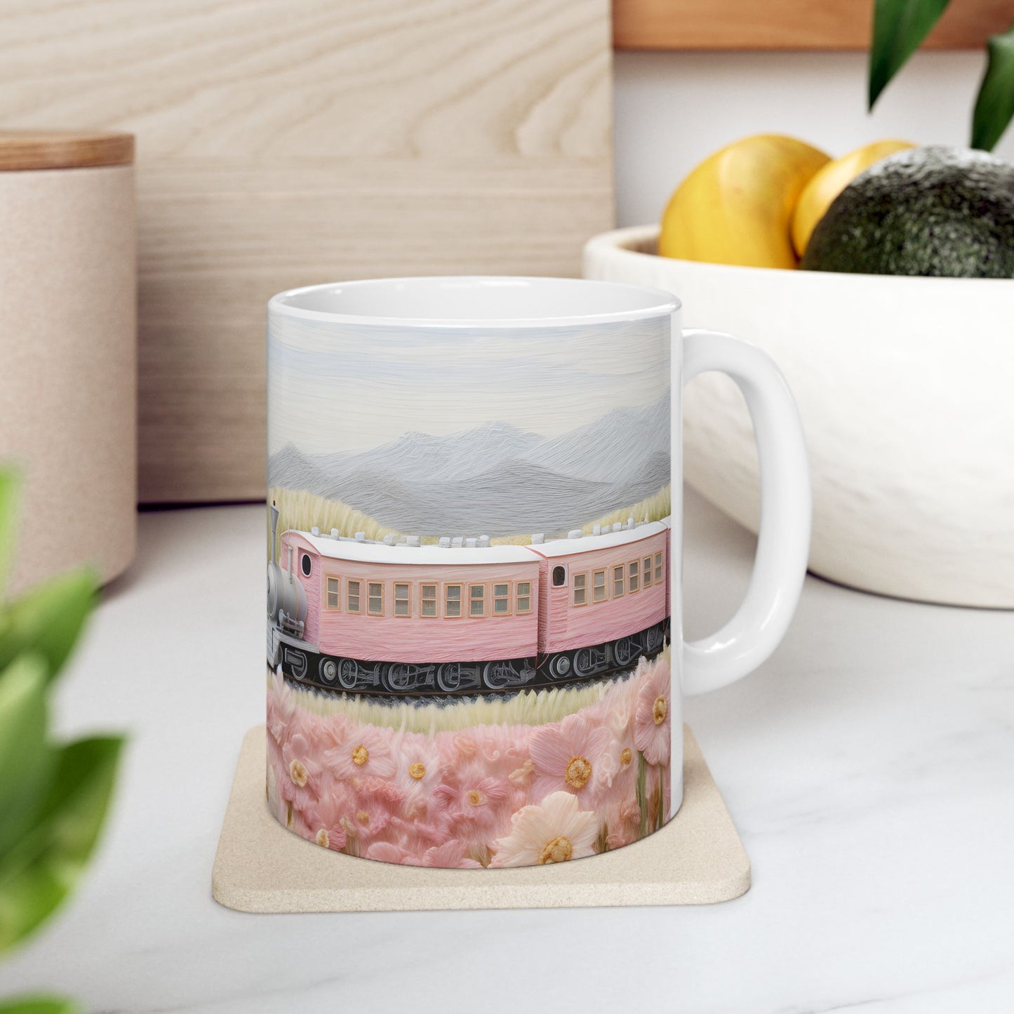 Pink Train Ceramic Mug, (11oz, 15oz)