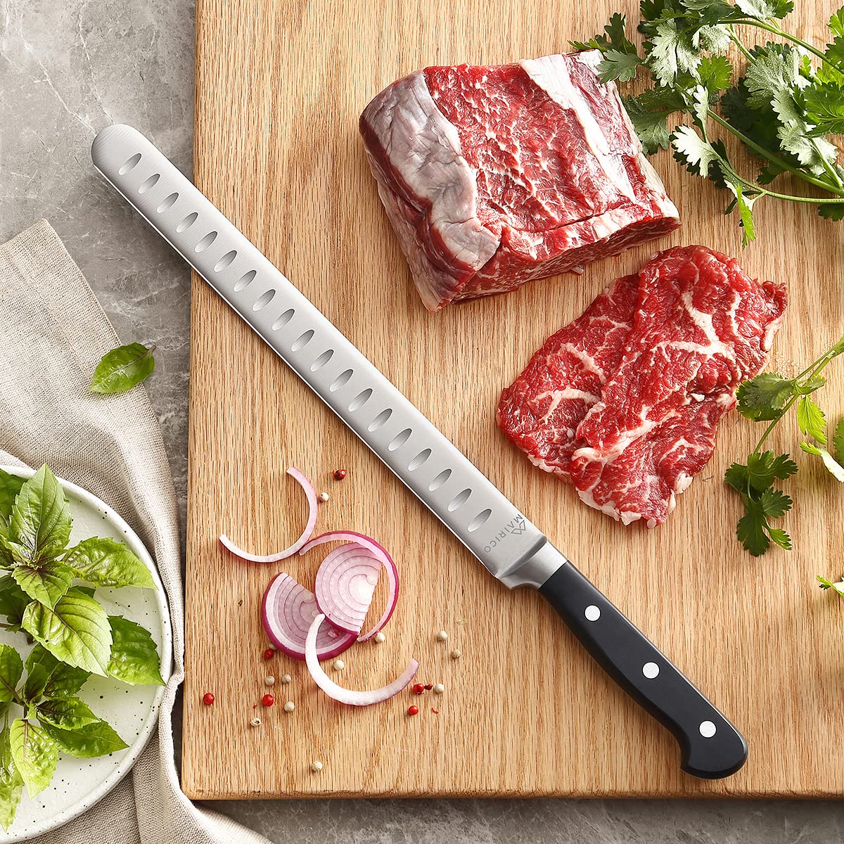 MAIRICO Brisket Slicing Knife - Ultra Sharp Premium 11-inch Stainless Steel Carving Knife for Slicing Roasts, Meats, Fruits and Vegetables