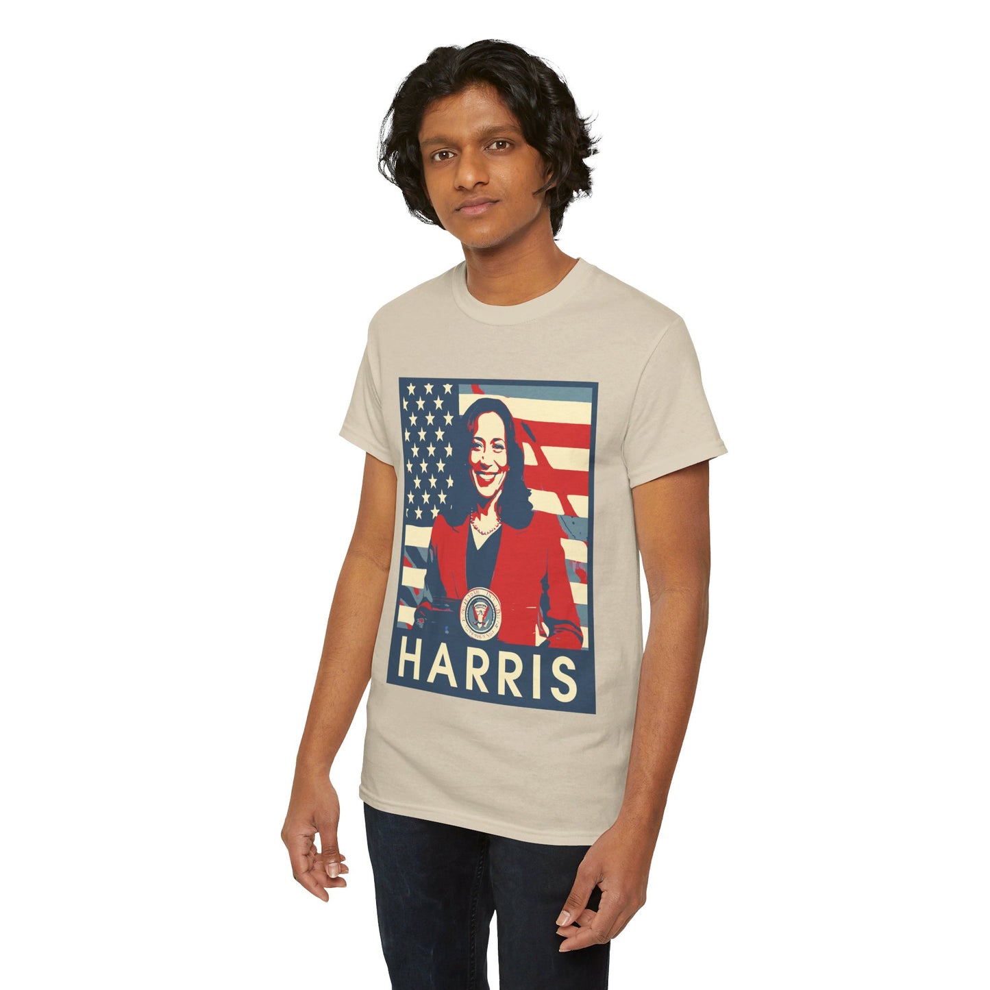 Kamala Harris American Flag Unisex Heavy Cotton Tee