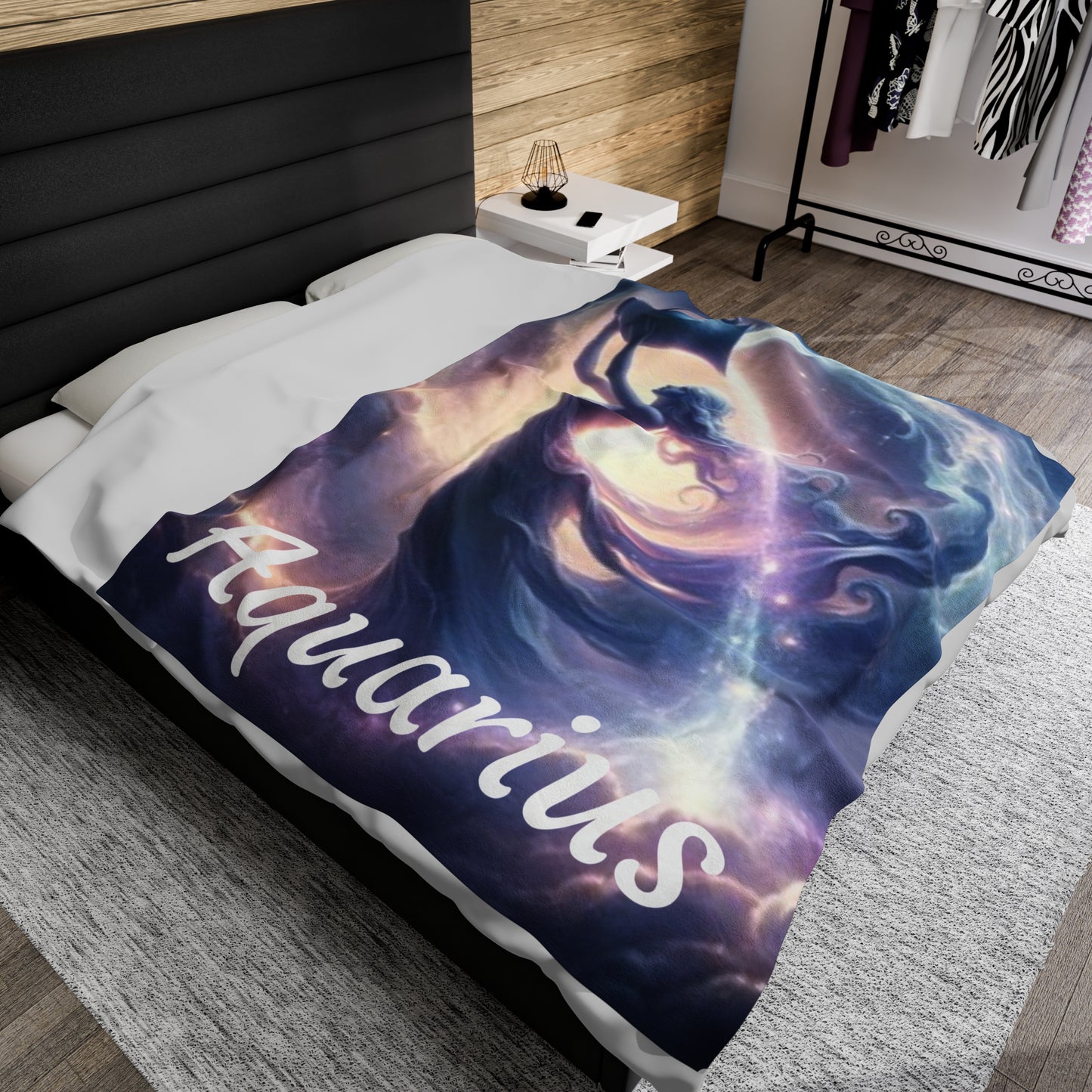 Aquarius Zodiac Sign Velveteen Plush Blanket