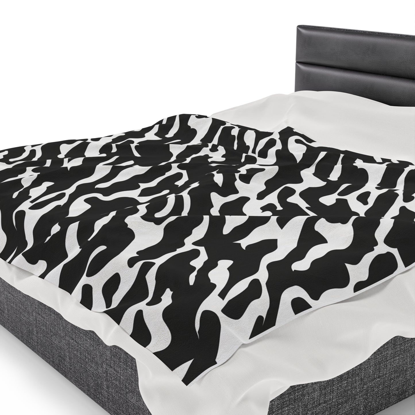 Black and White Animal Print Velveteen Plush Blanket, Ultra-Soft, Customizable, and Cozy for Home or Gifts