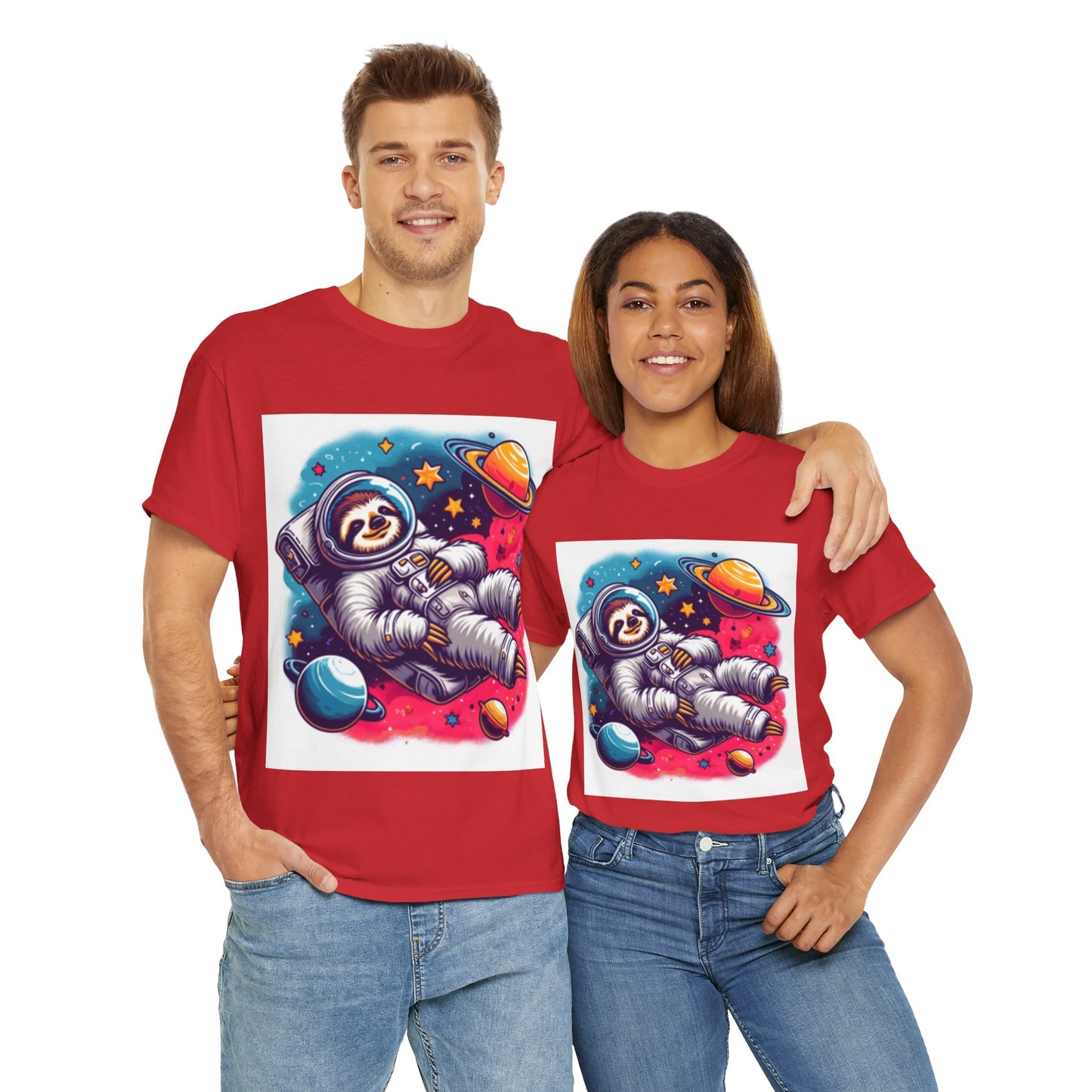 Sloth In Space Unisex Heavy Cotton Tee