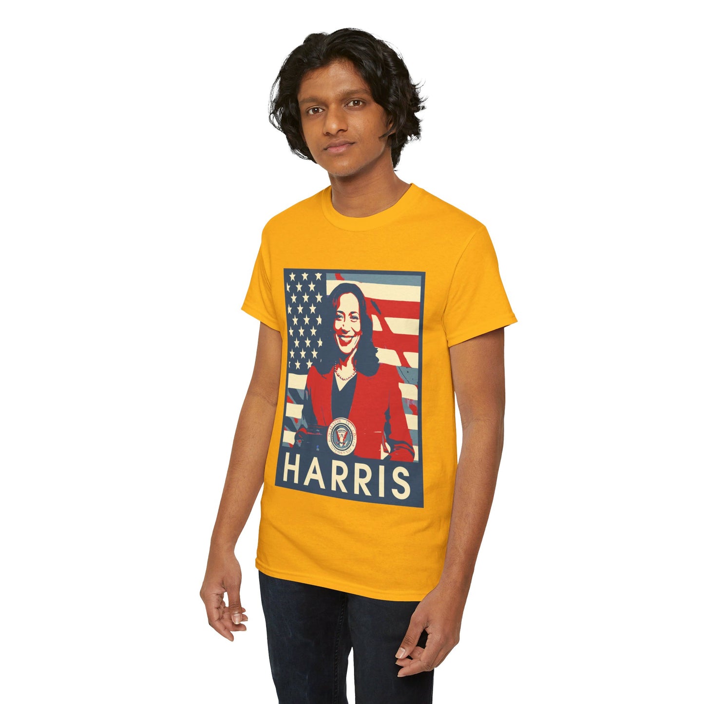 Kamala Harris American Flag Unisex Heavy Cotton Tee