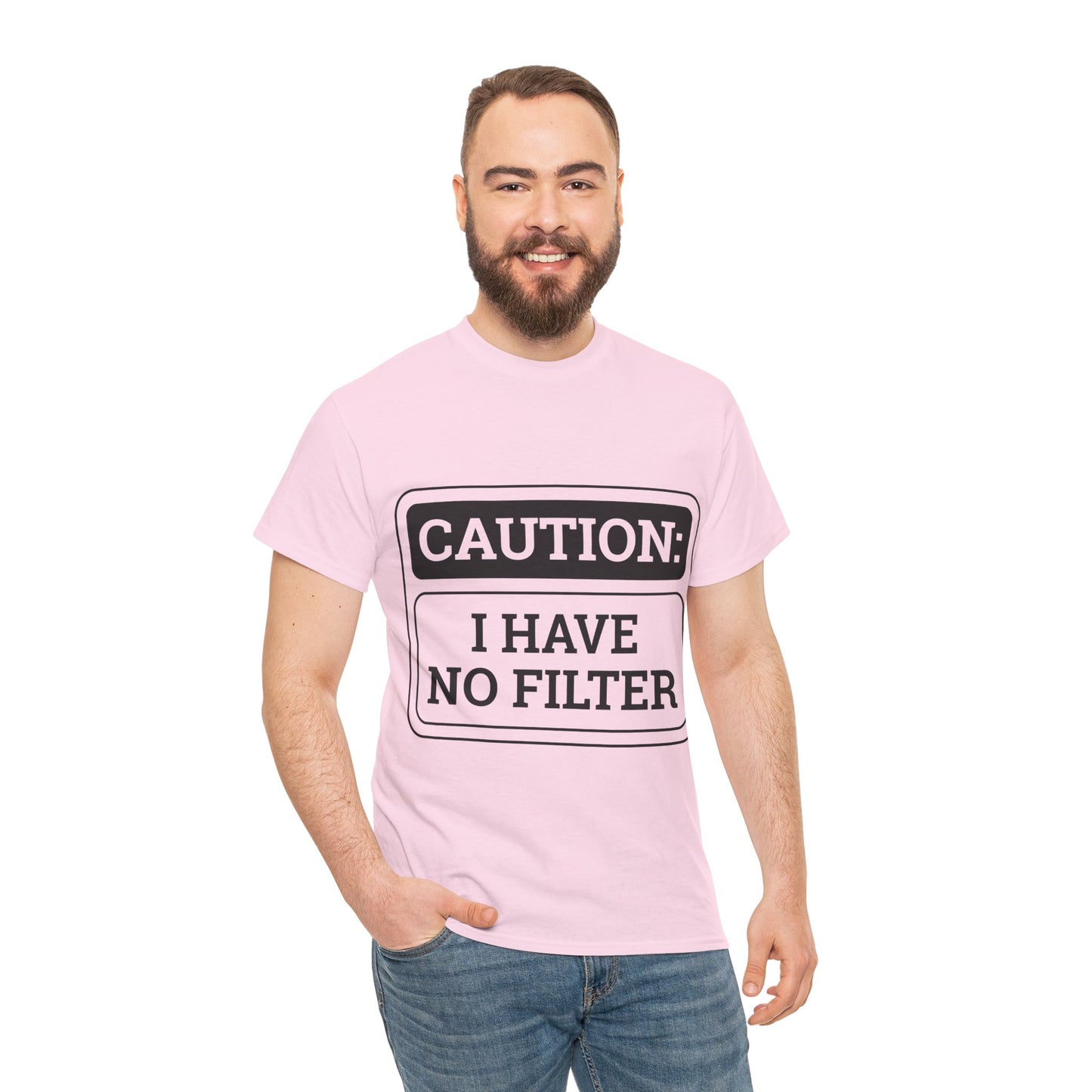 Caution I Have No Filter Unisex Heavy Cotton Tee