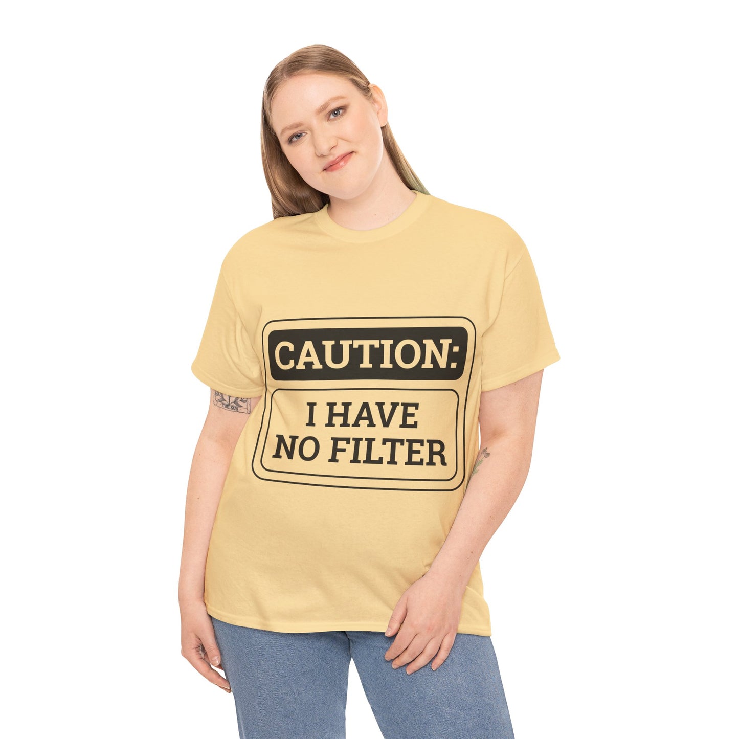 Caution I Have No Filter Unisex Heavy Cotton Tee